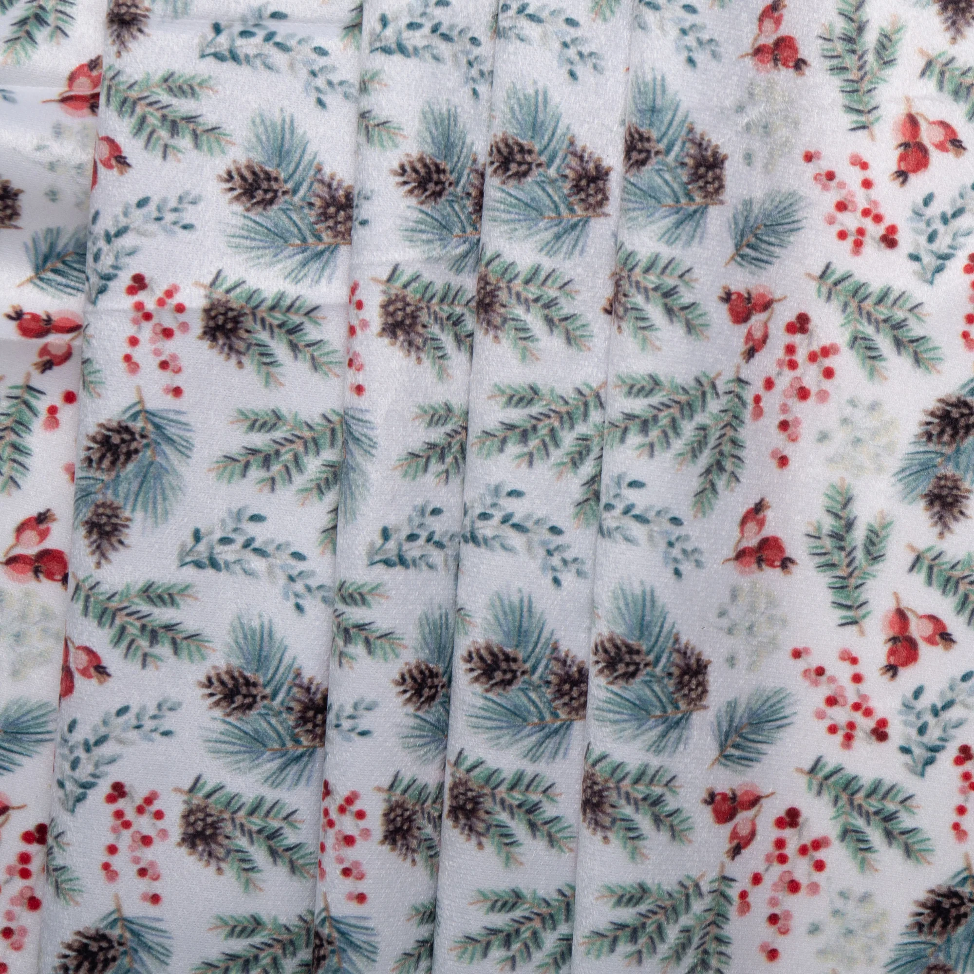 Printed minky - Mistletoe leaf - White - Image 4