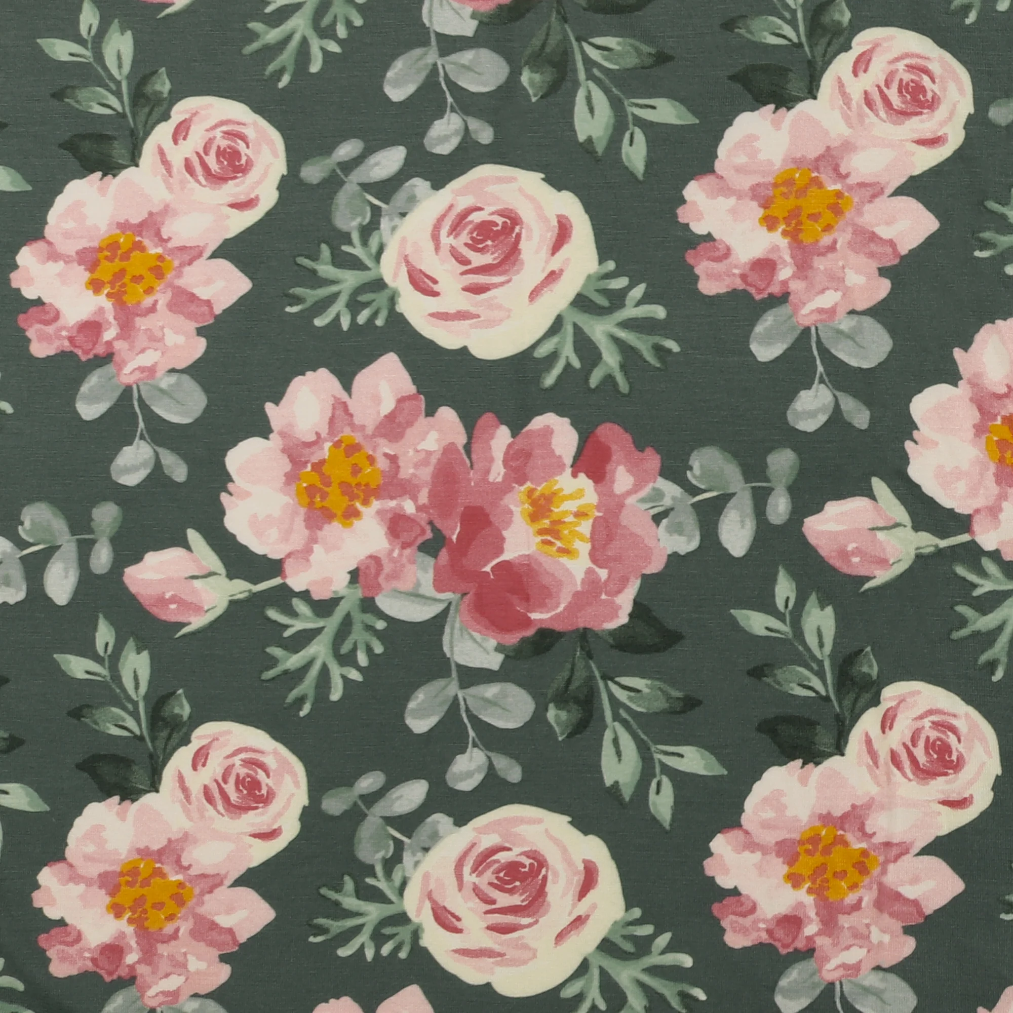 Printed Modal Knit - ROSE - 001 - Verdigris