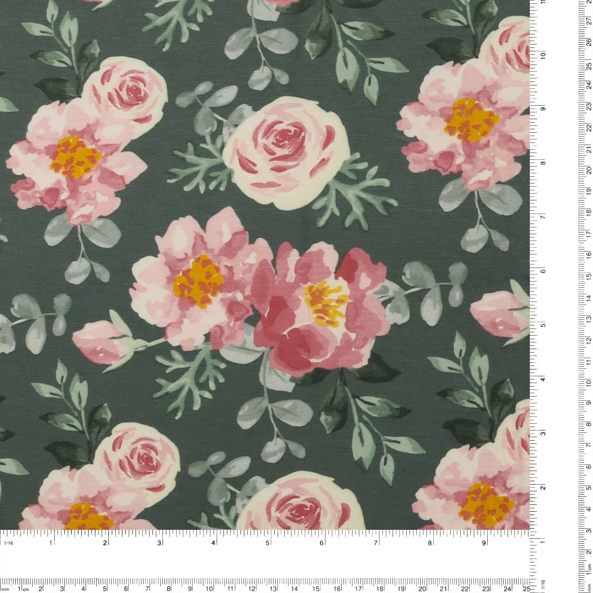Printed Modal Knit - ROSE - 001 - Verdigris - Image 3