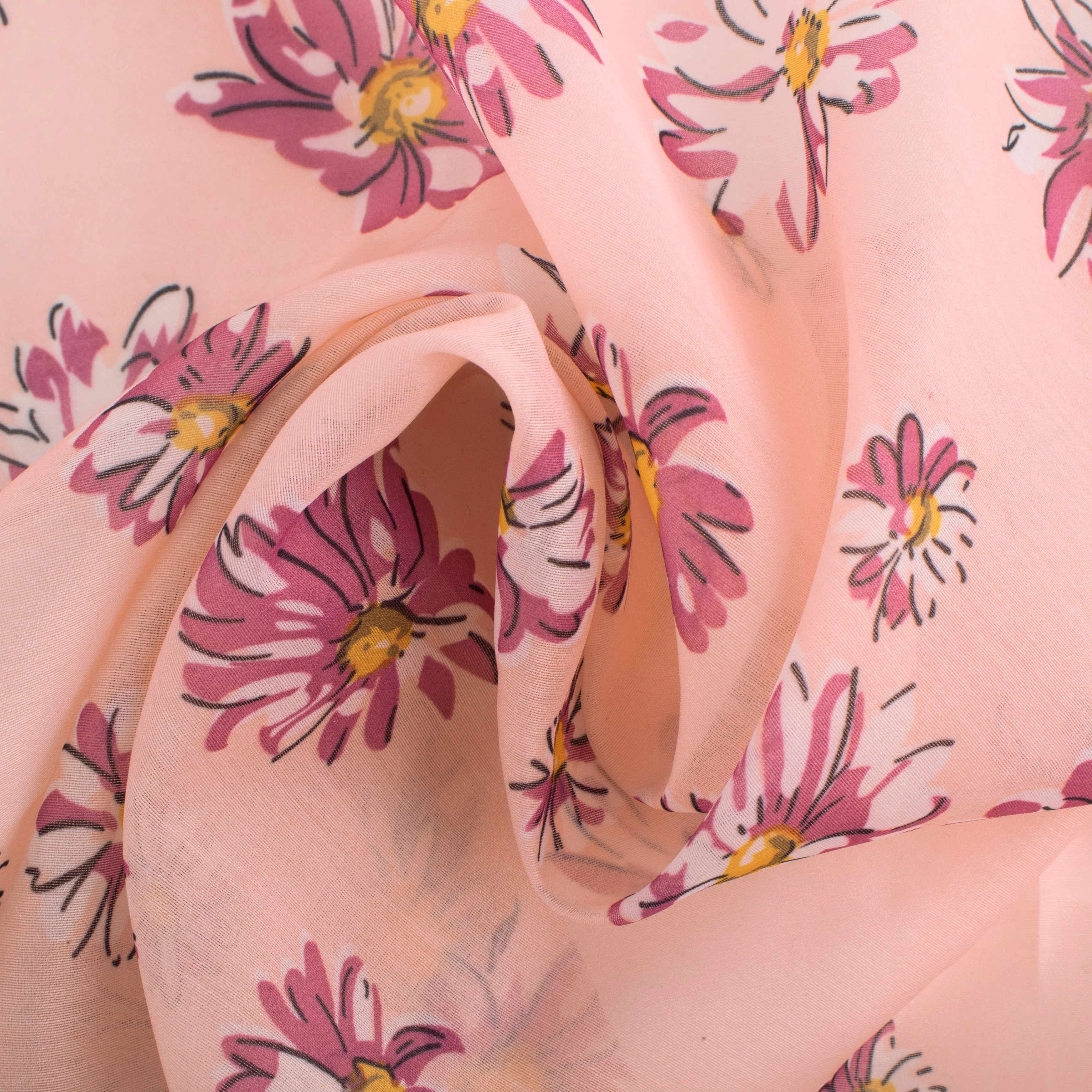 Printed organza - Daisy - Peach - Image 2