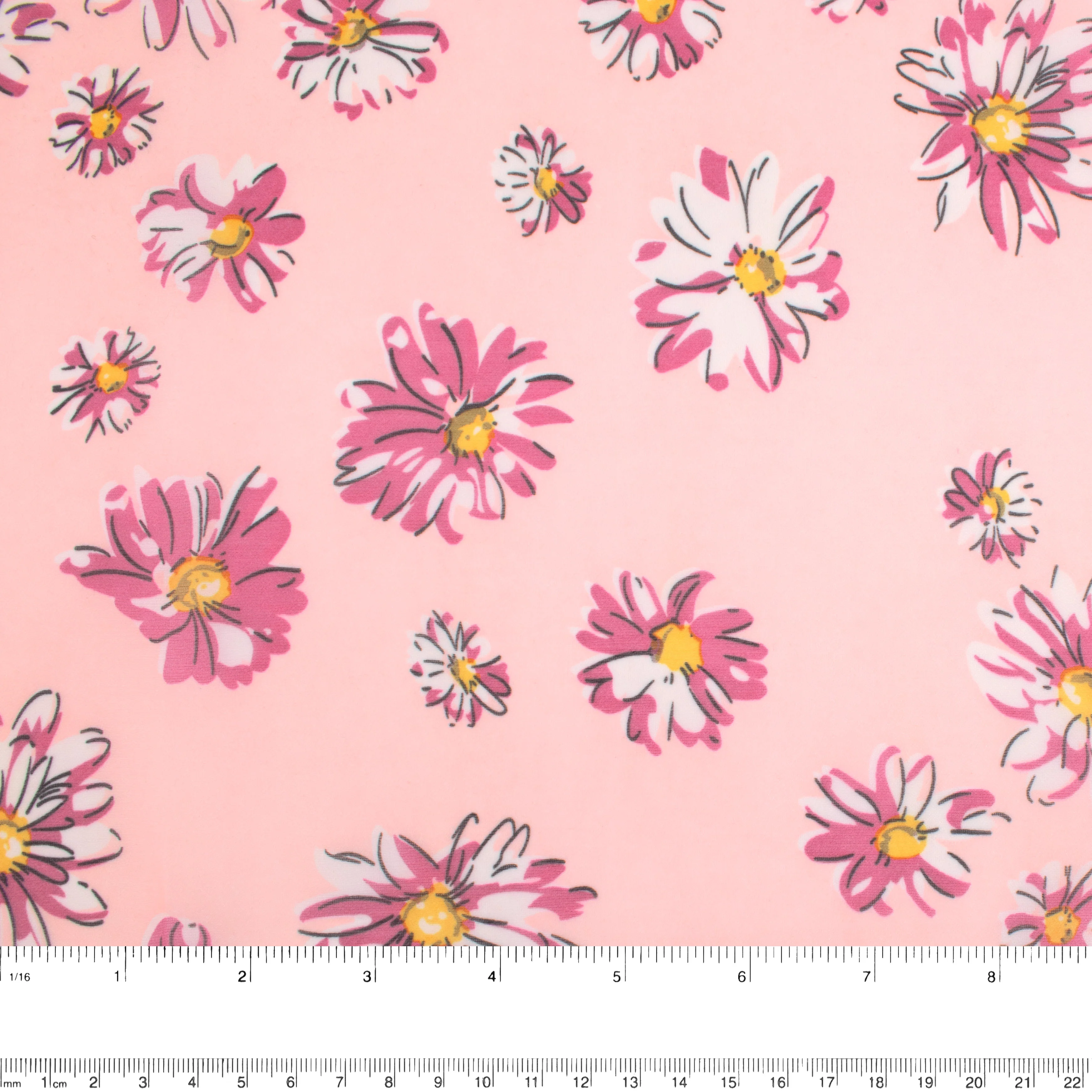 Printed organza - Daisy - Peach - Image 3