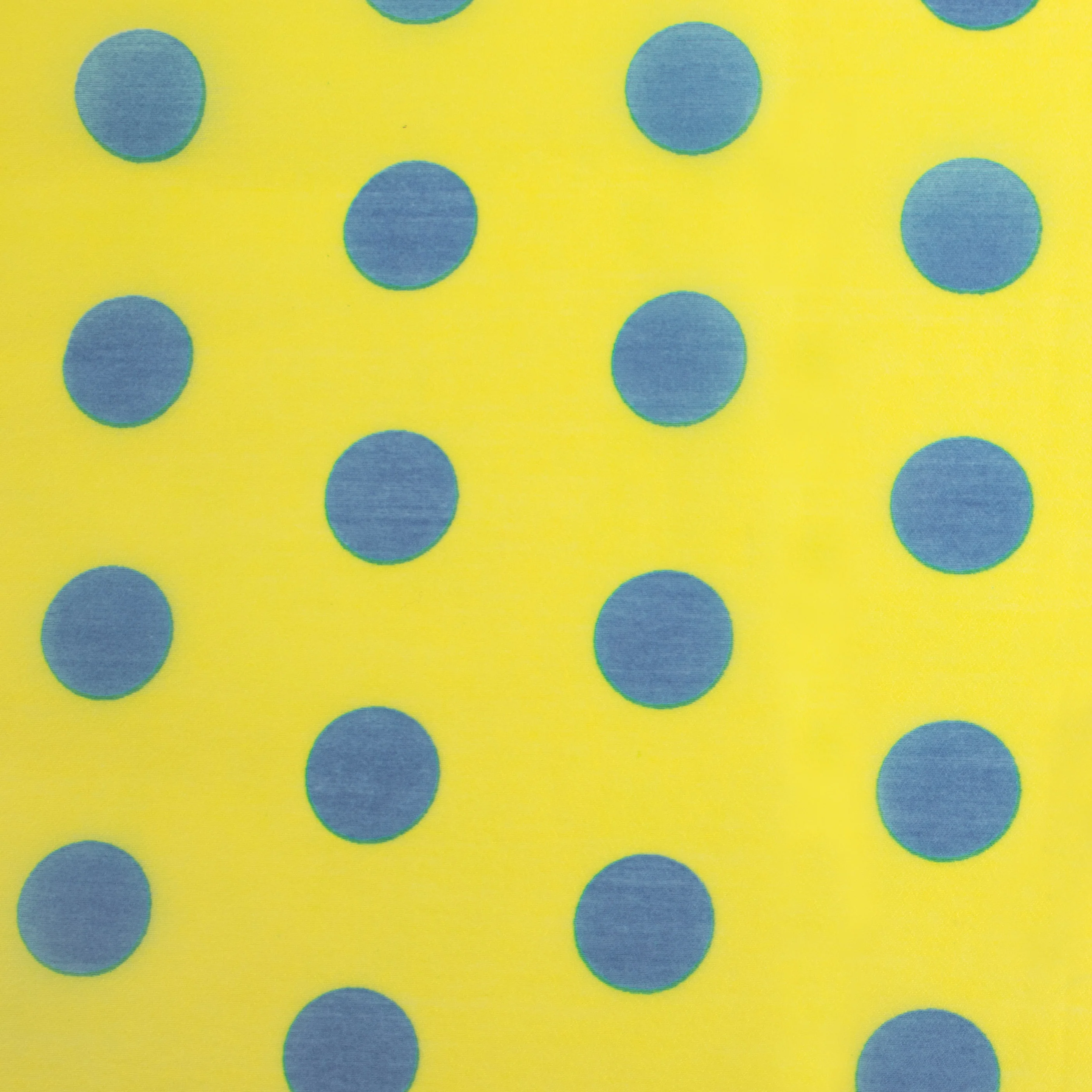 Printed organza - Dots - Yellow / Blue