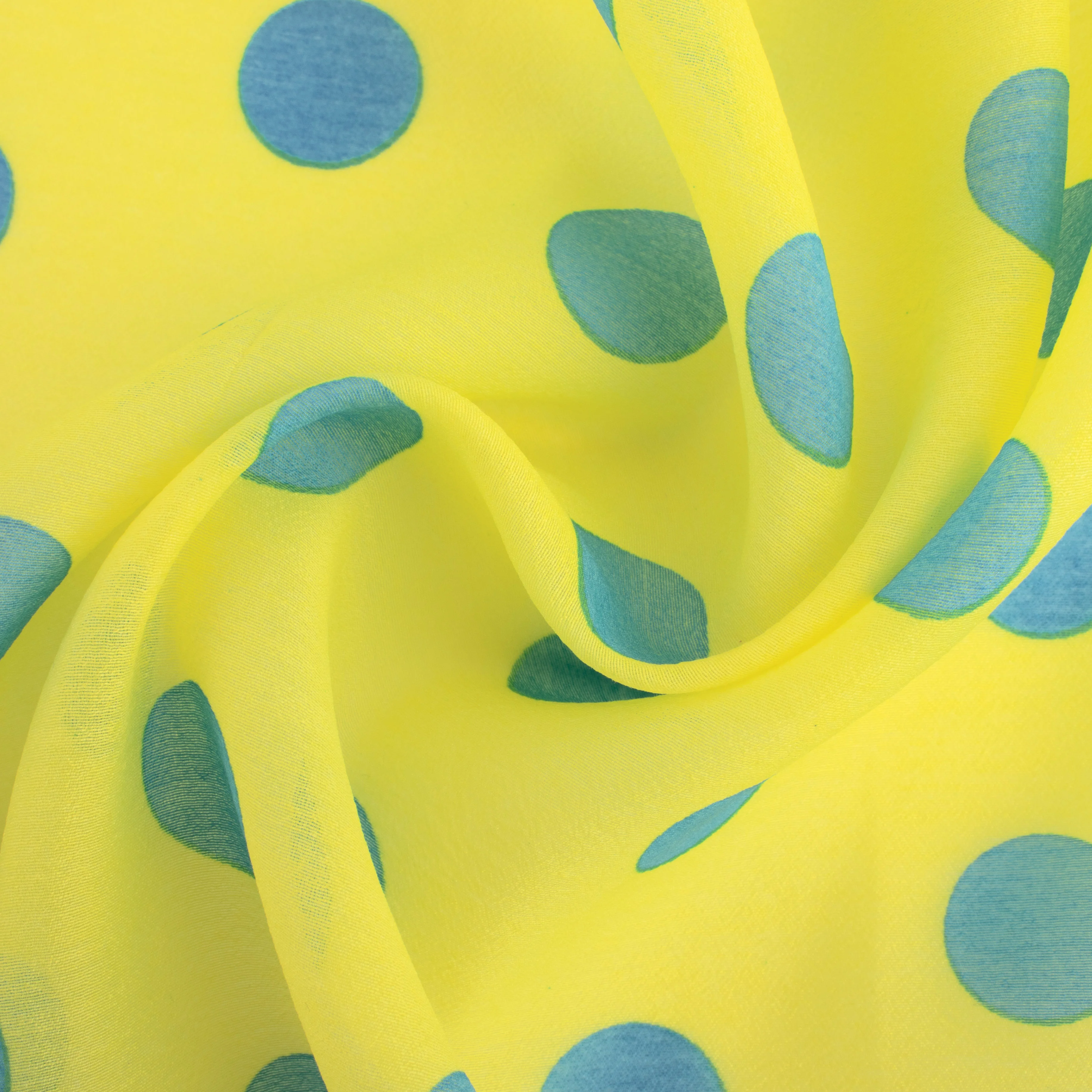 Printed organza - Dots - Yellow / Blue - Image 2