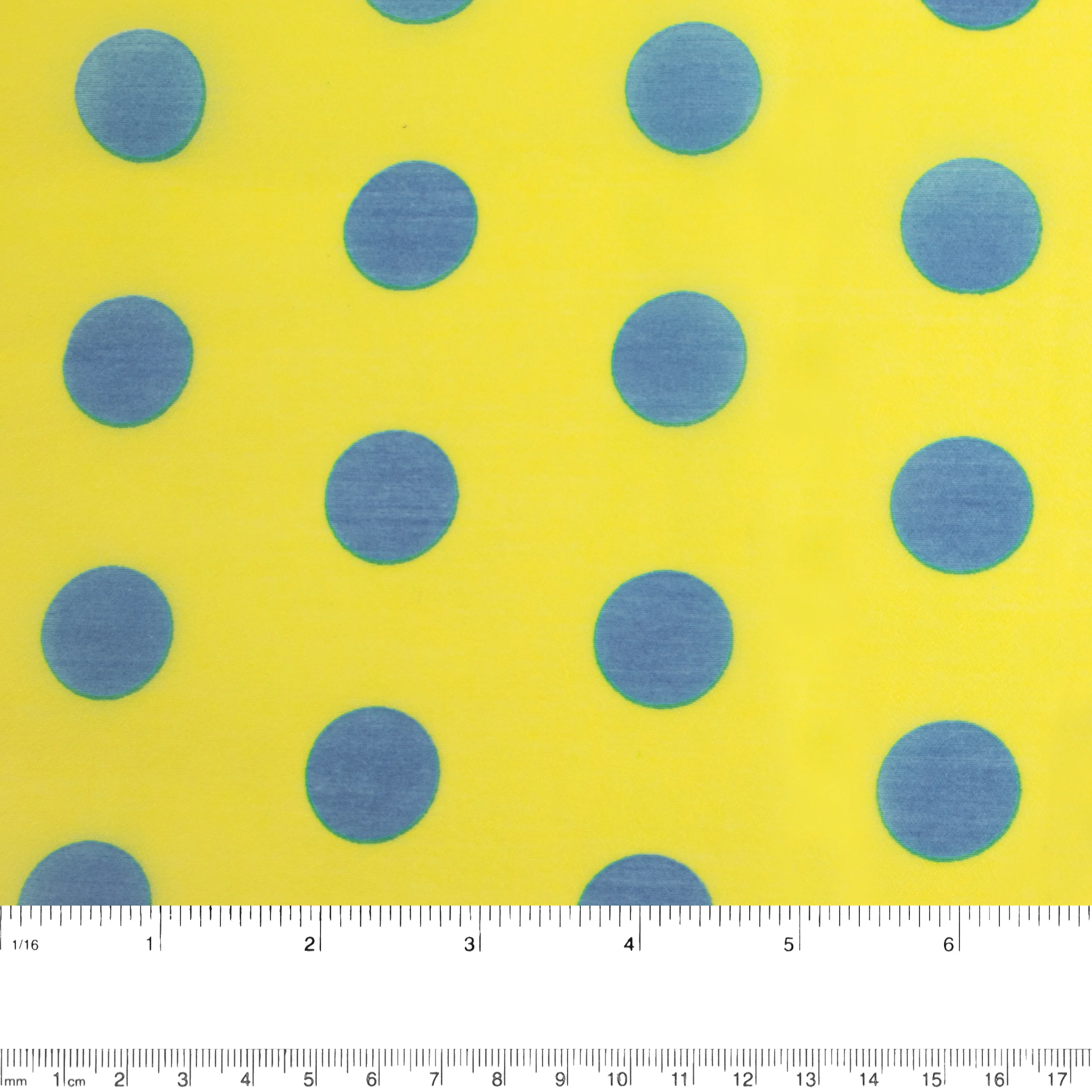Printed organza - Dots - Yellow / Blue - Image 3
