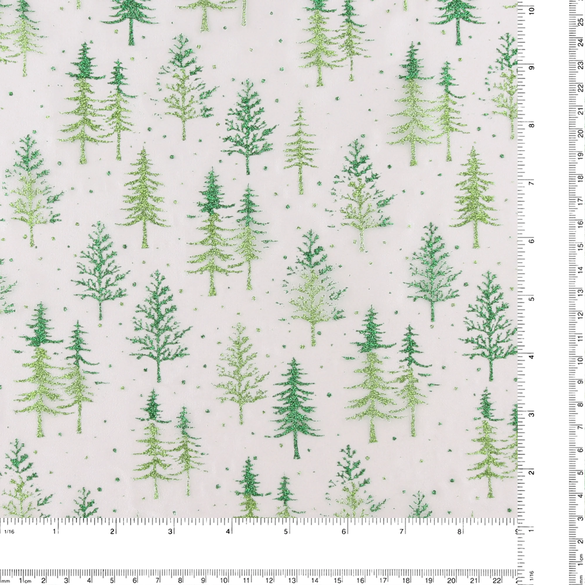Printed Organza - GLITTER - 001 - Green - Image 3