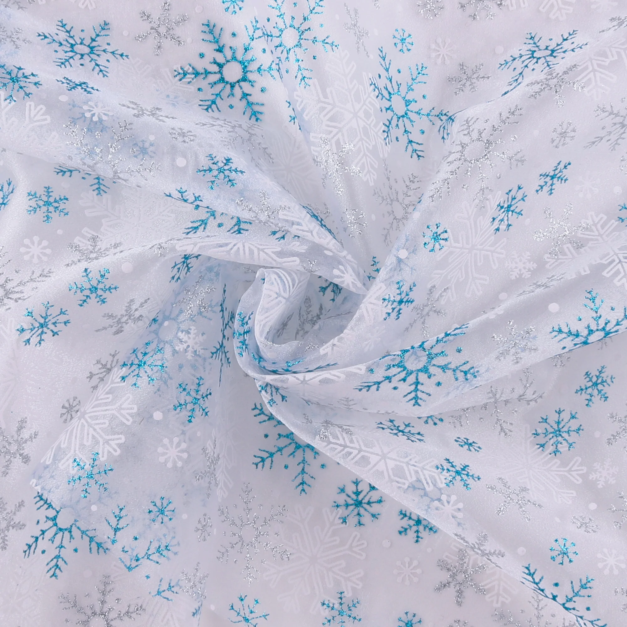 Printed Organza - GLITTER - 002 - Blue - Image 2