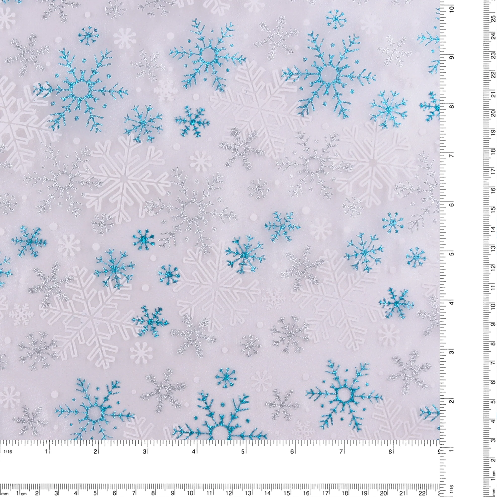 Printed Organza - GLITTER - 002 - Blue - Image 3