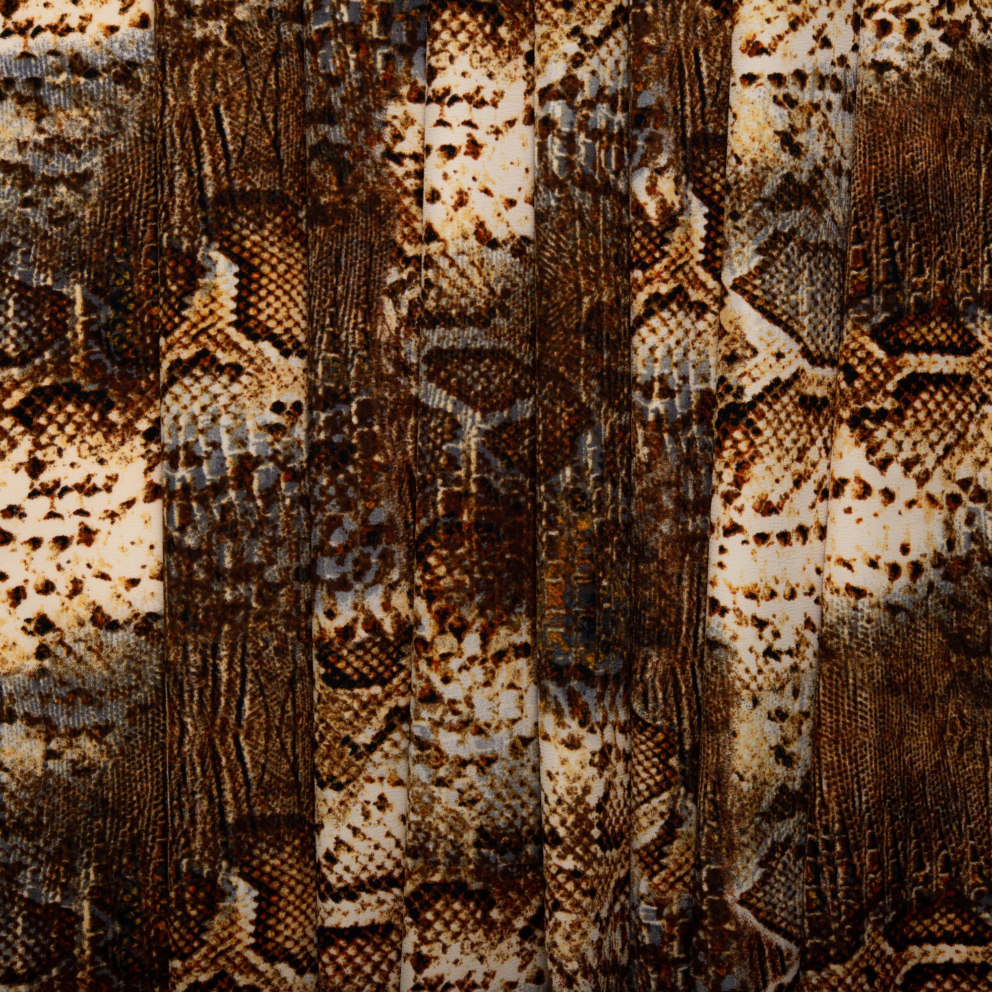 Printed Polyester Crepe - FOLKLORE - Snakes - Cocoa - Image 4