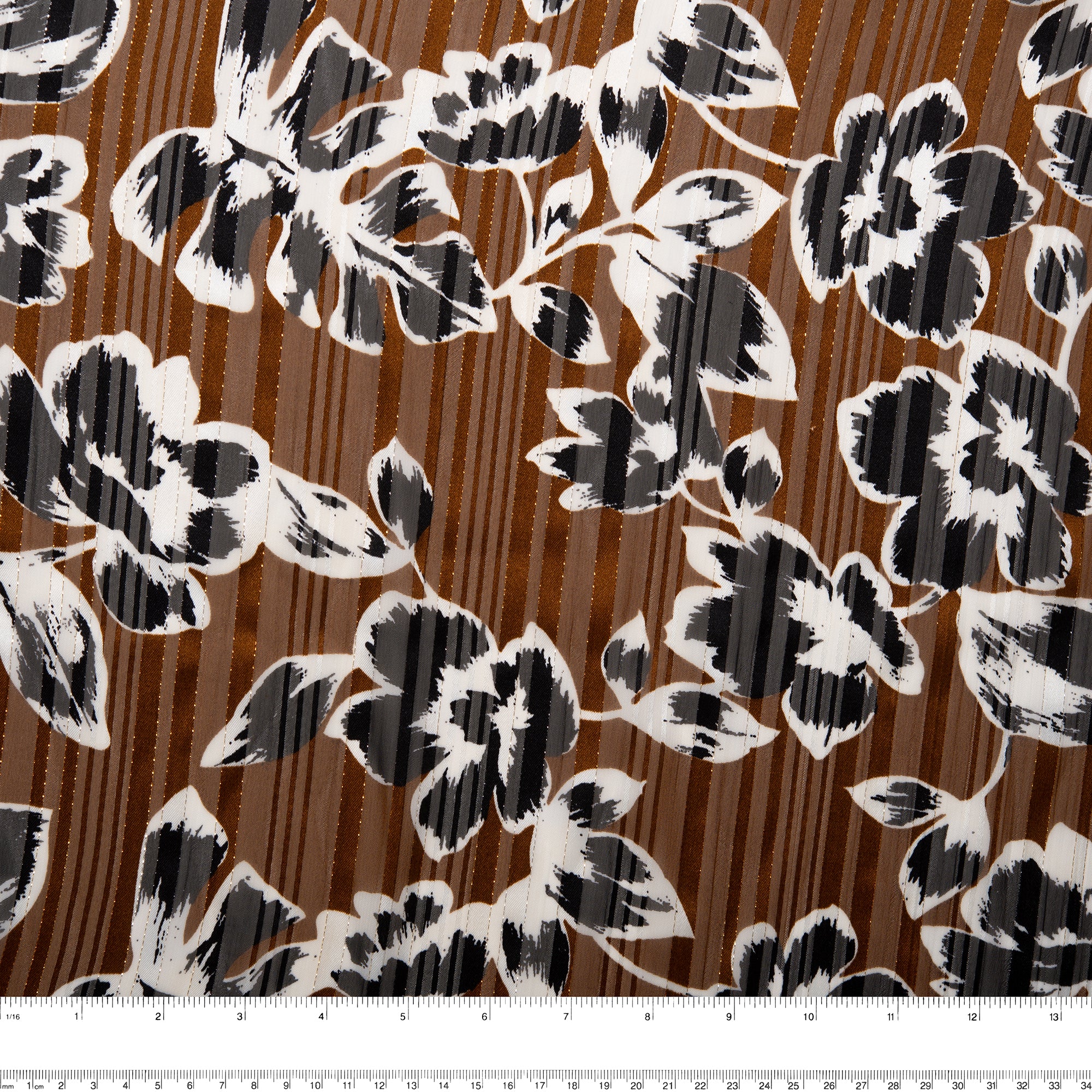 Printed polyester - MARCELINE - Tropical leafs - Cinnamin - Image 3