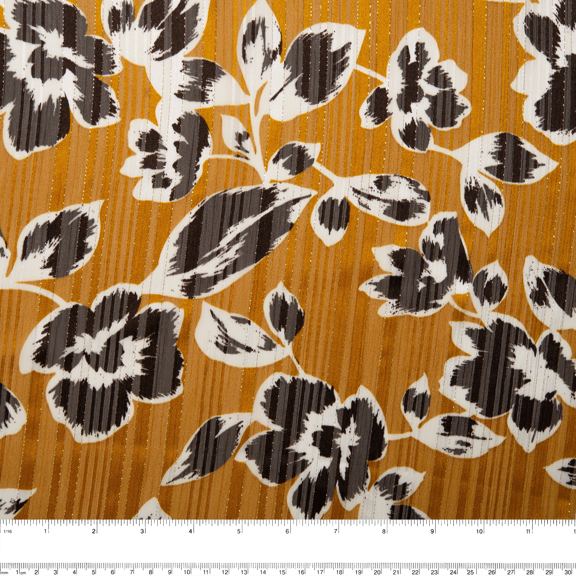 Printed polyester - MARCELINE - Tropical leafs - Topaz - Image 3