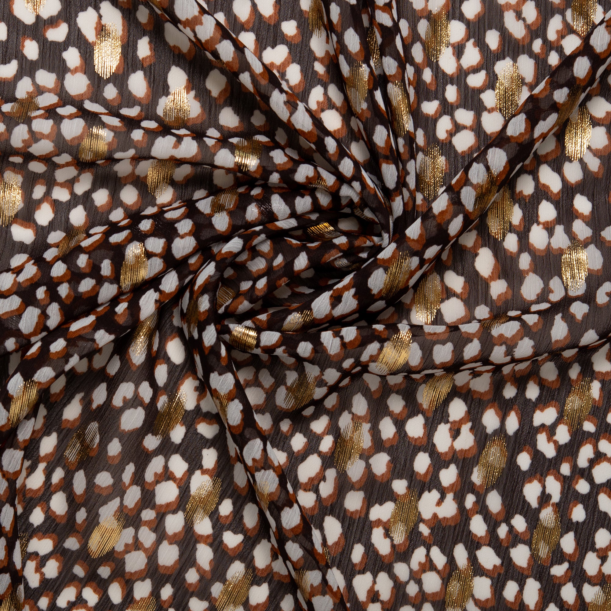 Printed polyester - OLIVIA - Abstract - Brown - Image 2