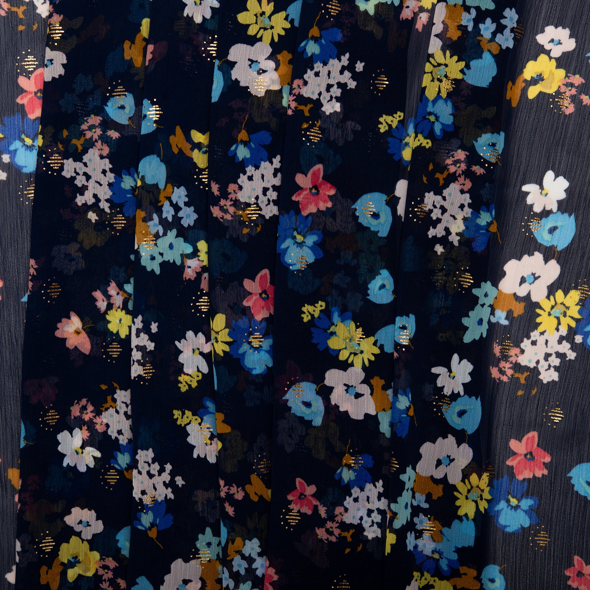 Printed polyester - OLIVIA - Clematis - Navy - Image 4