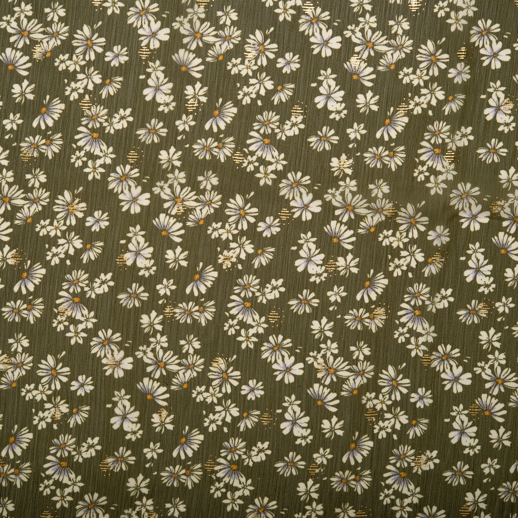 Printed polyester - OLIVIA - Daisy - Green