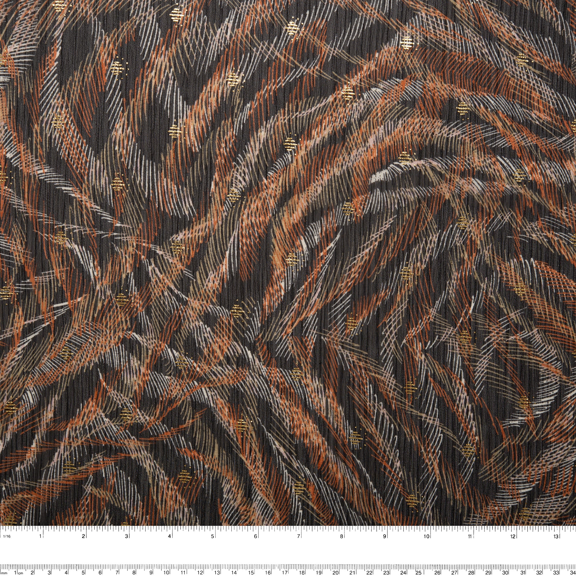 Printed polyester - OLIVIA - Feather - Black - Image 3