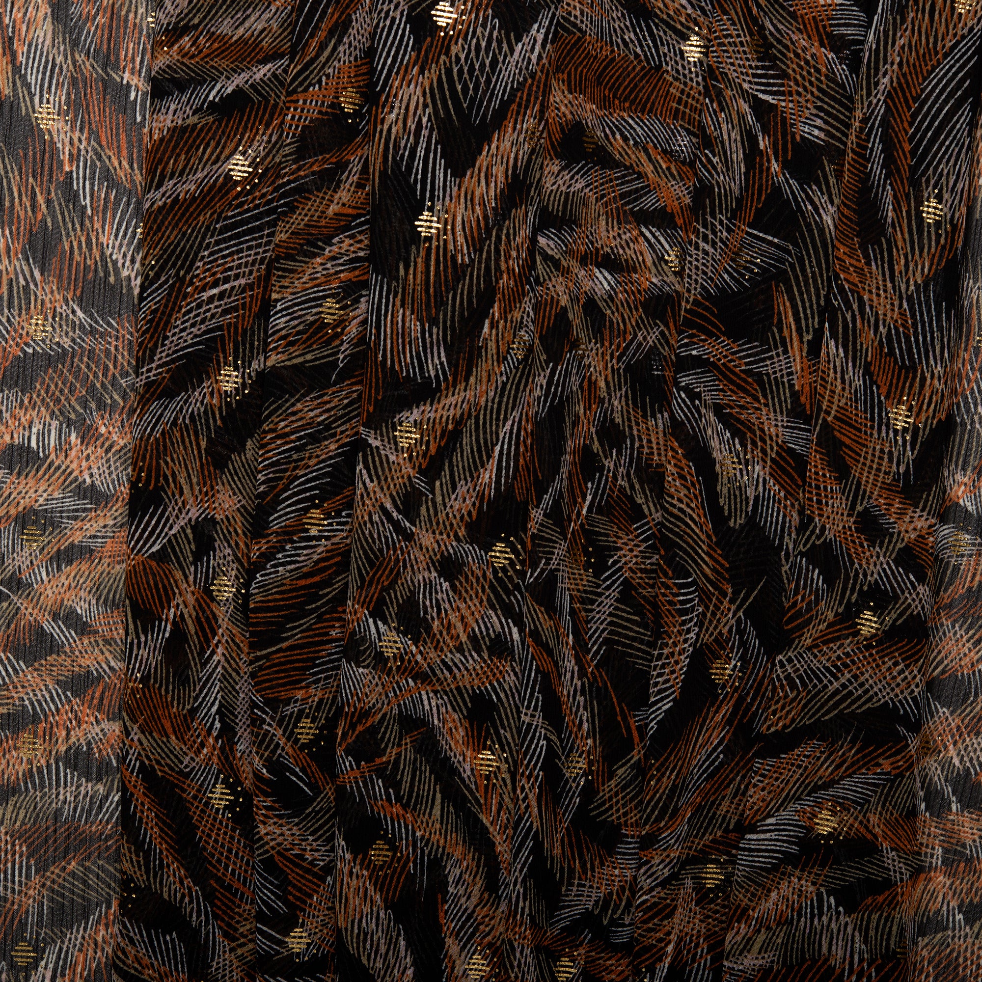 Printed polyester - OLIVIA - Feather - Black - Image 4