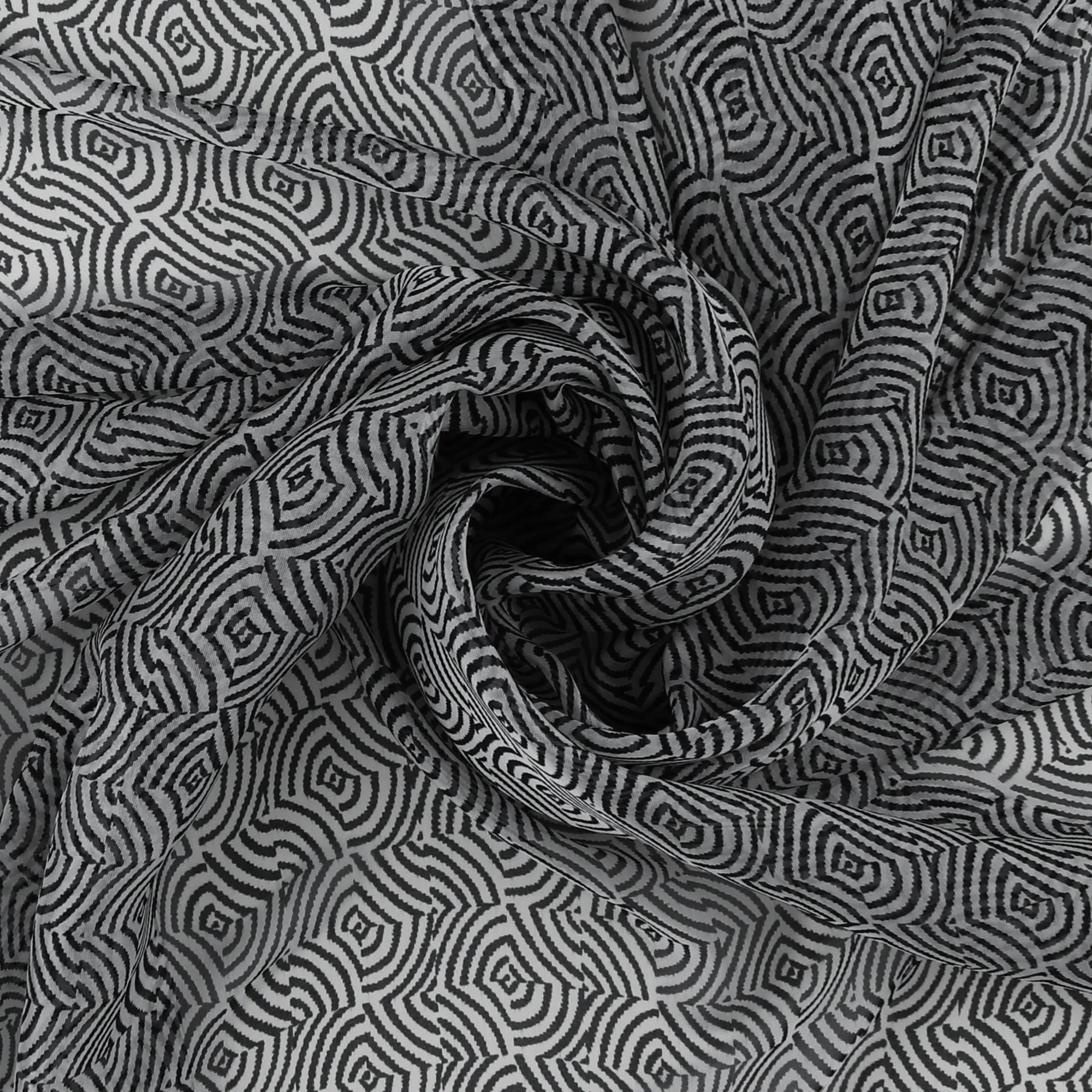 Printed Pure Silk - 002 - Black & White - Image 2