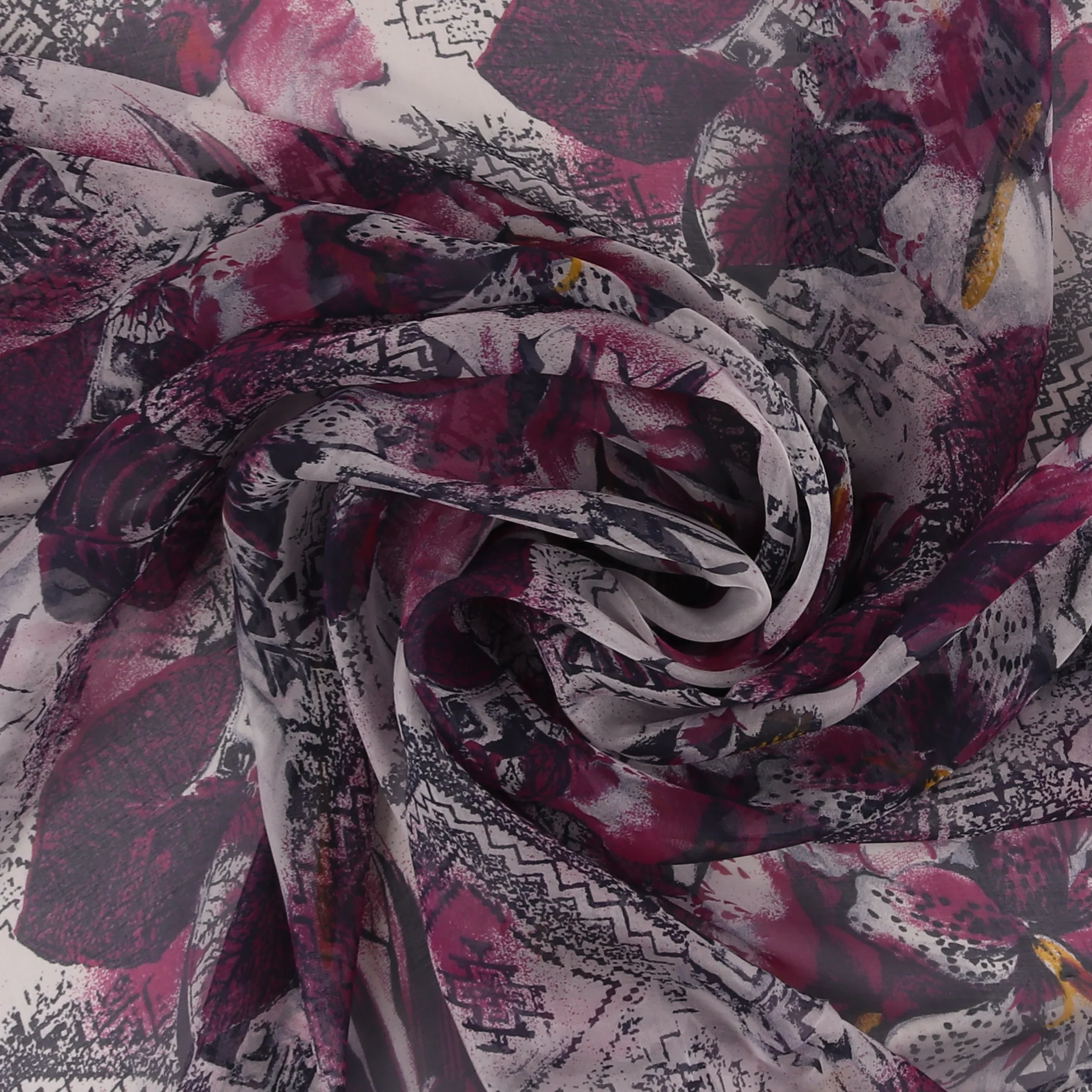 Printed Pure Silk - 003 - Navy & Magenta - Image 2