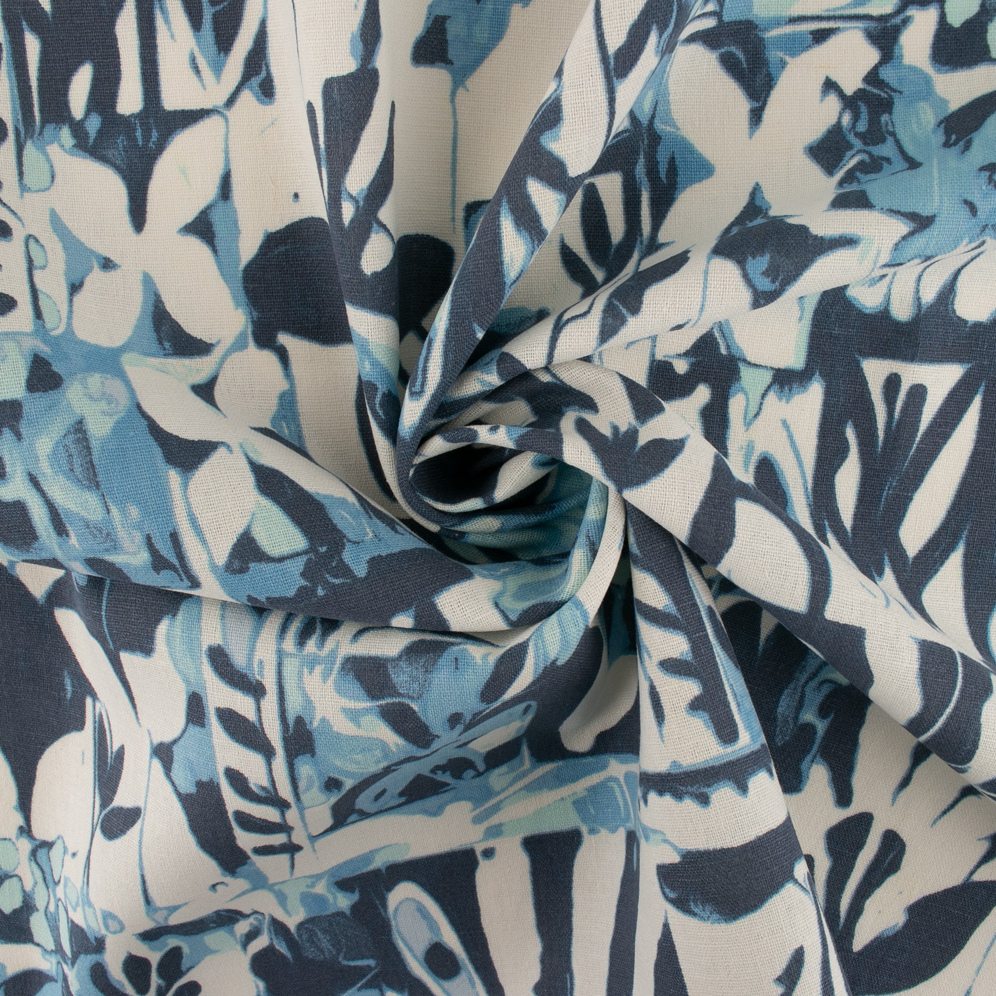 Printed Rayon Linen - BORA BORA - Abstract - Blue - Image 2