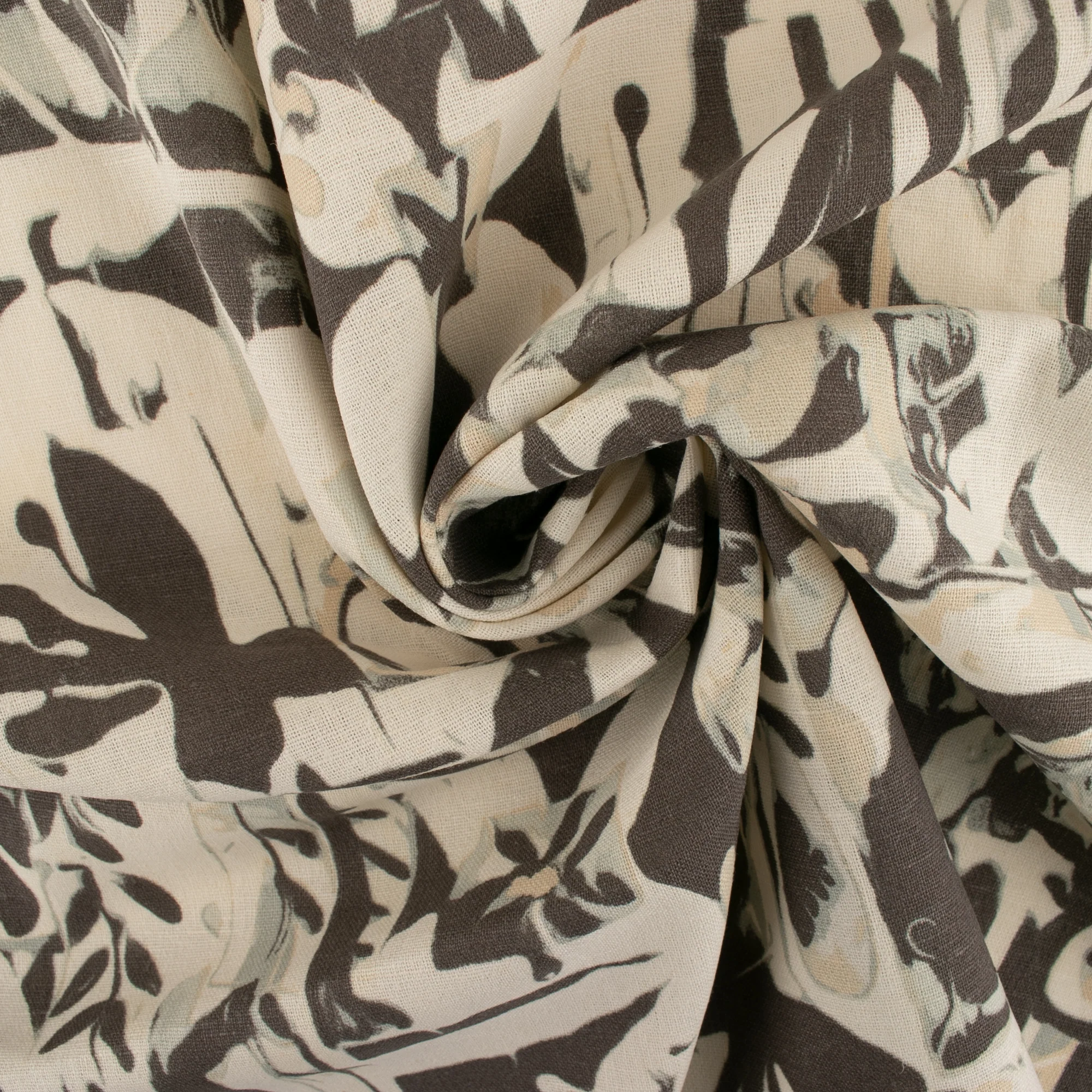 Printed Rayon Linen - BORA BORA - Abstract - Brown - Image 2