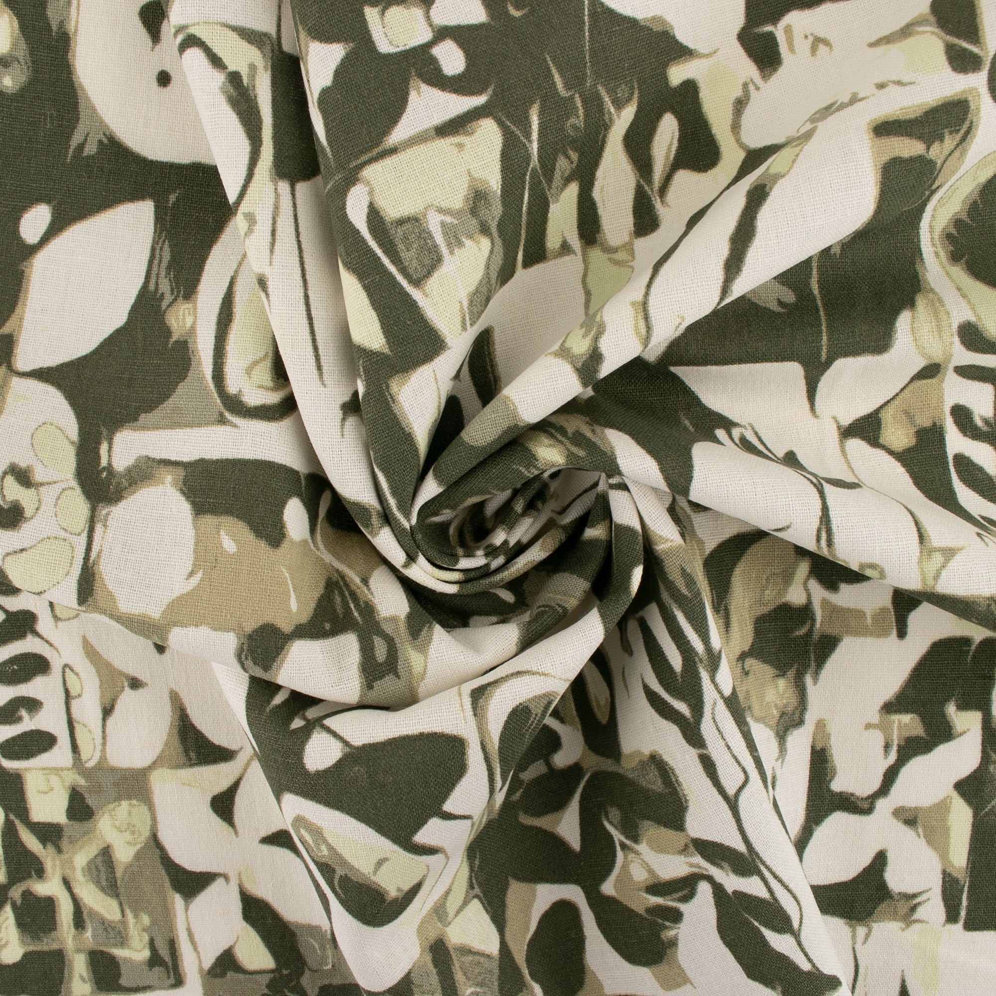Printed Rayon Linen - BORA BORA - Abstract - Green - Image 2