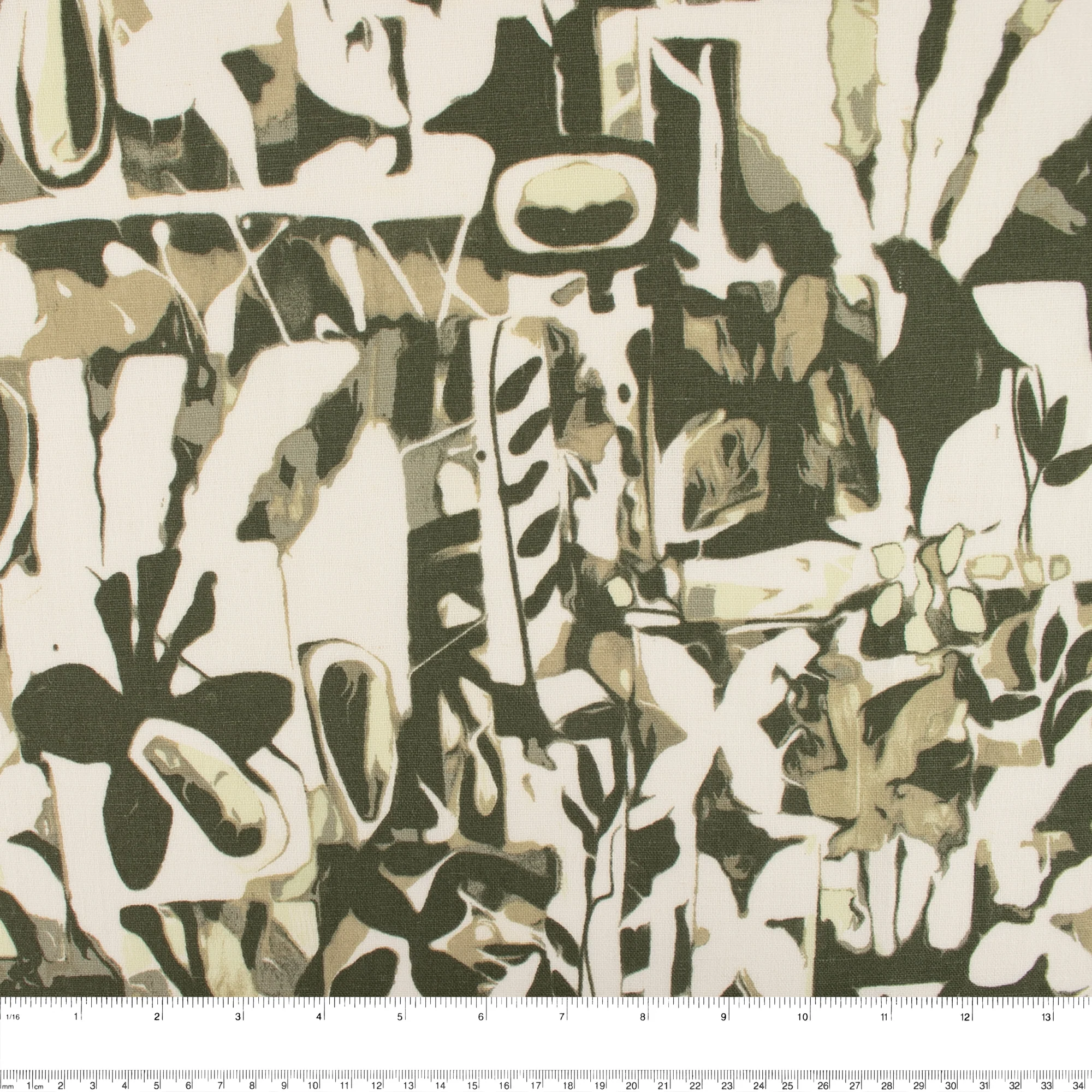 Printed Rayon Linen - BORA BORA - Abstract - Green - Image 3