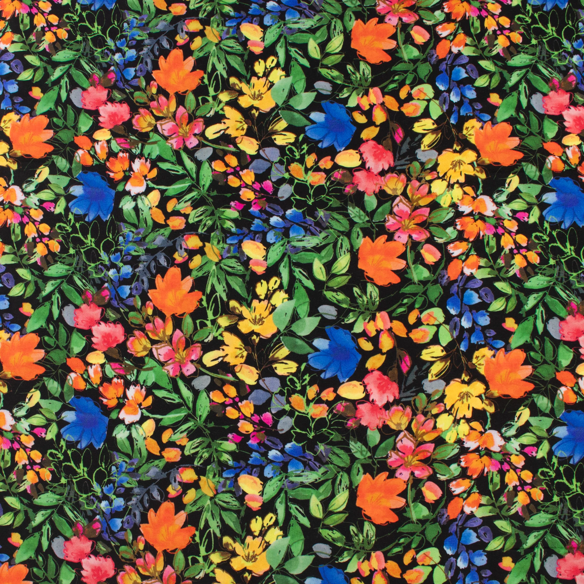 Printed Rayon Poplin - MILA - 001 - Black