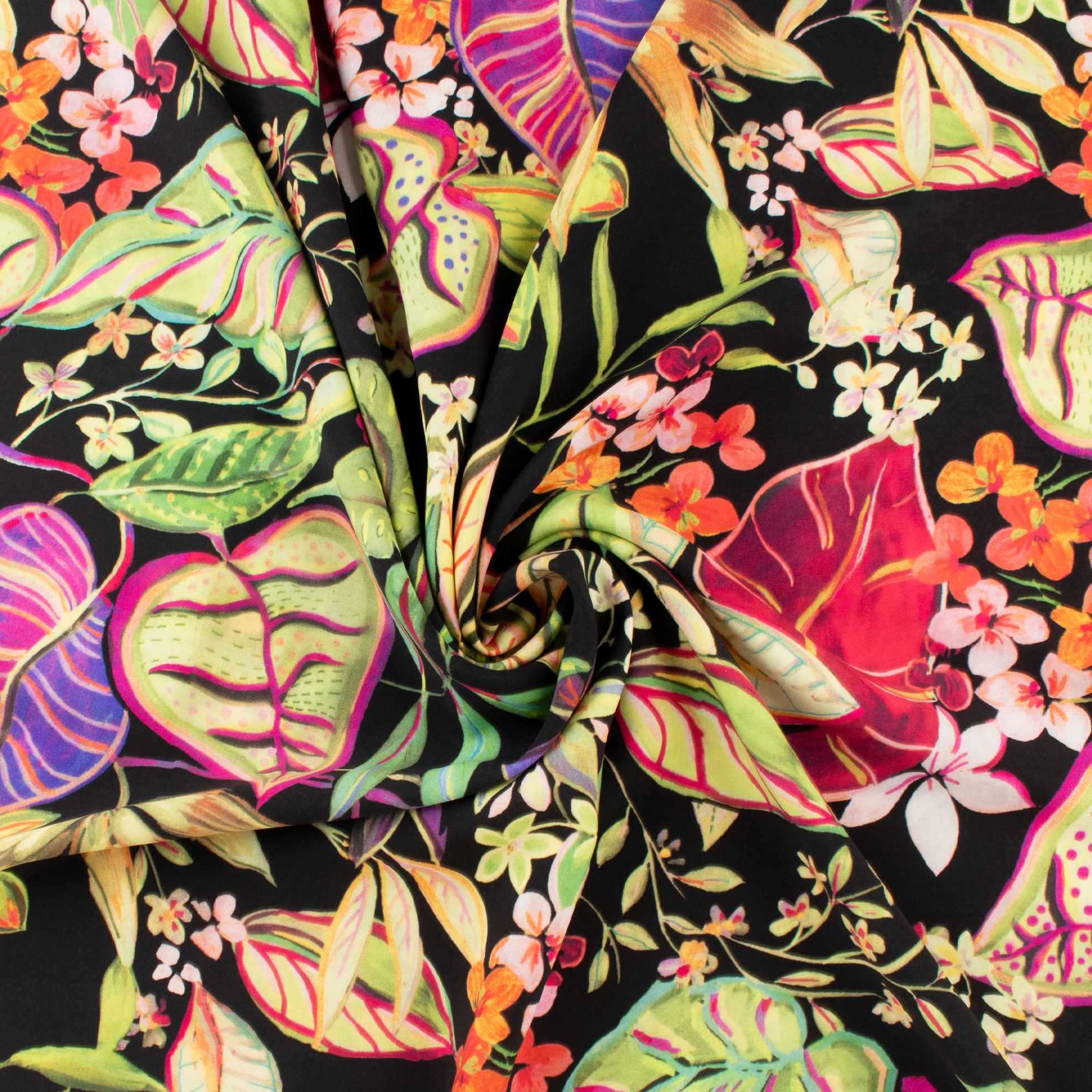 Printed Rayon Poplin - MILA - 010 - Black - Image 2