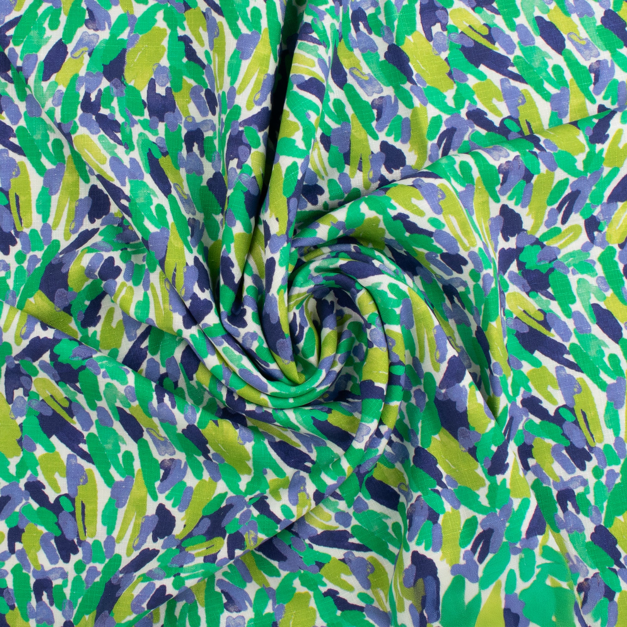 Printed Rayon Slub - LILIANA - 009 - Blue & Green - Image 2