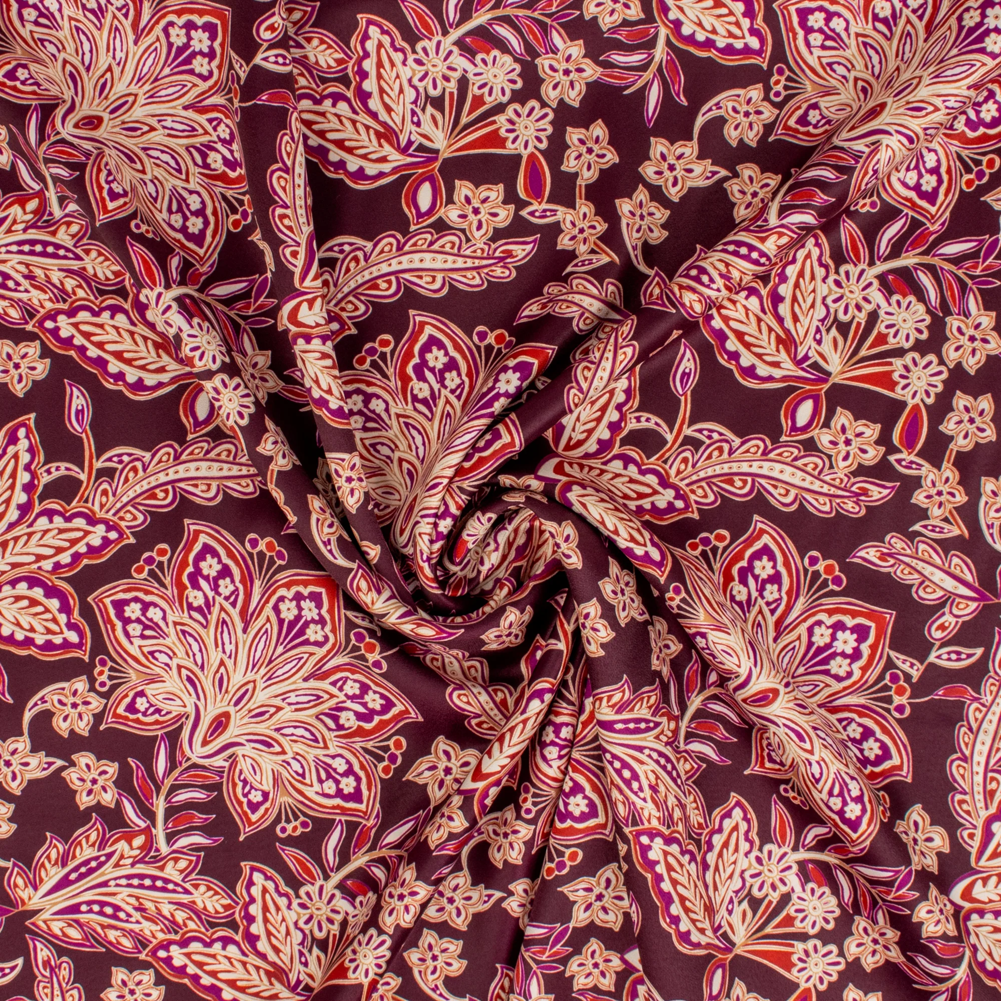 Printed Satin - NORA - 002 - Merlot - Image 2