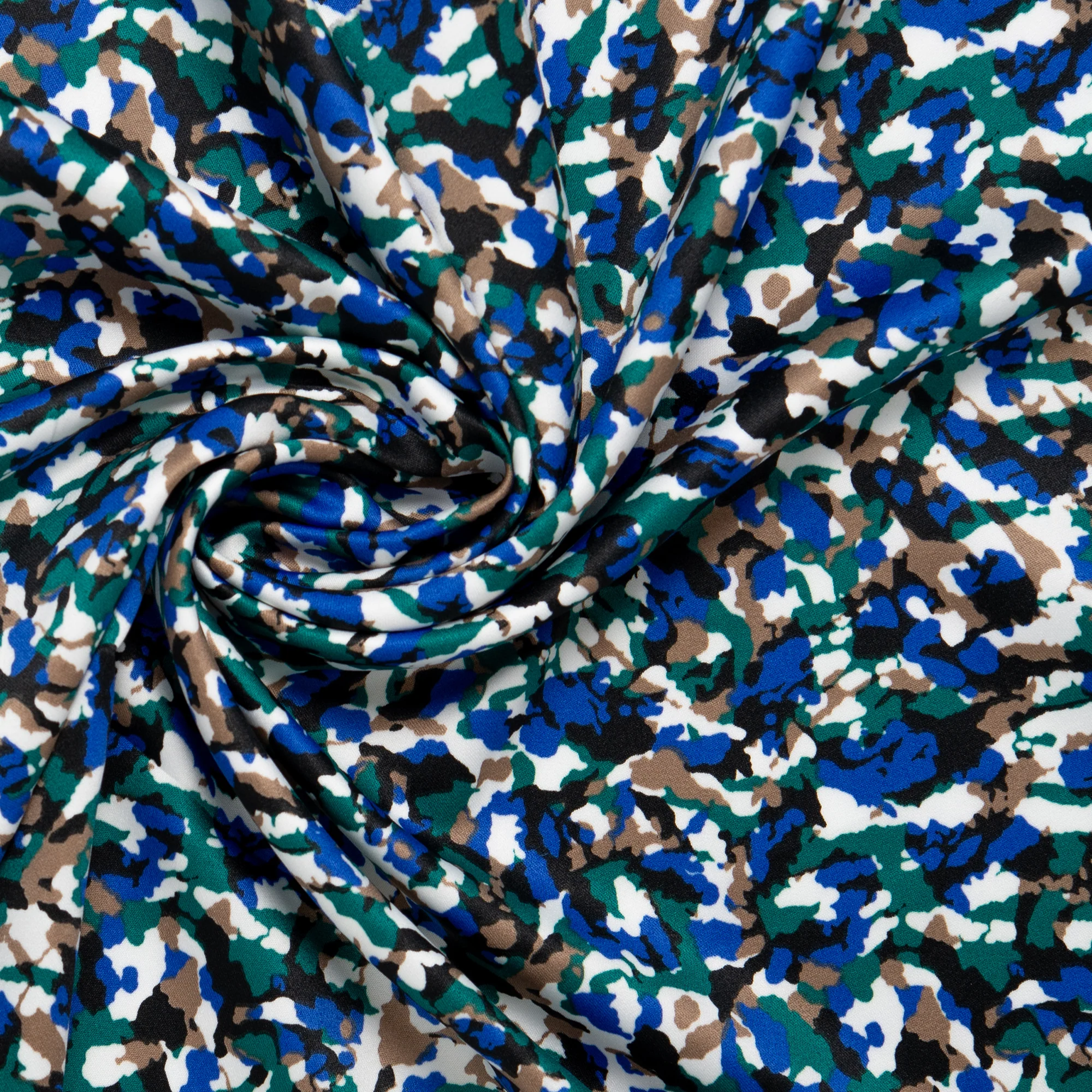 Printed Satin Velvet - CHARLOTTE - Abstracts - Blue - Image 2