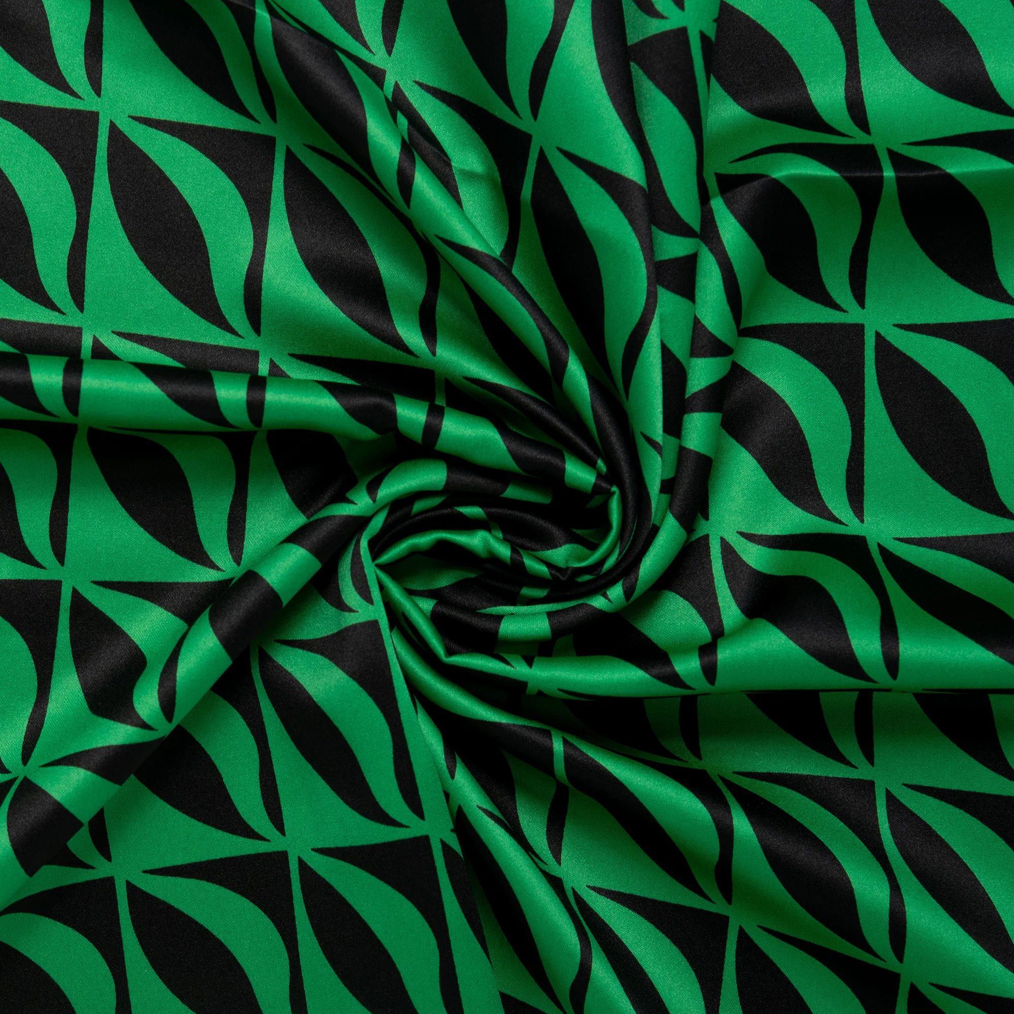 Printed Satin Velvet - CHARLOTTE - Geometric - Green - Image 2
