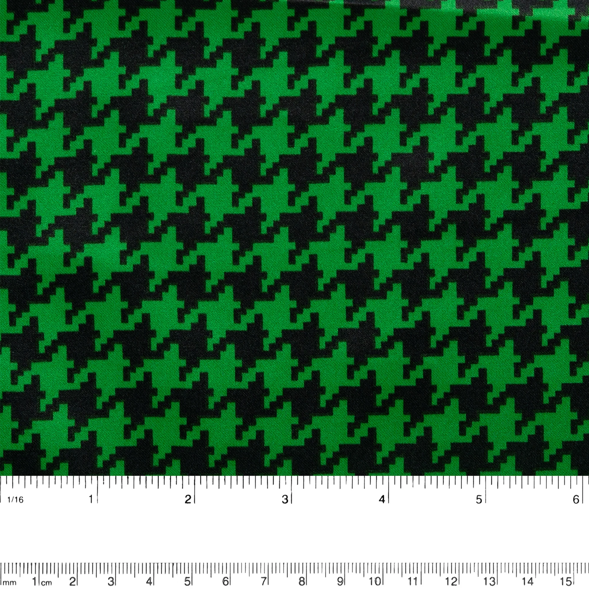 Printed Satin Velvet - CHARLOTTE - Houndstooth - Green - Image 3