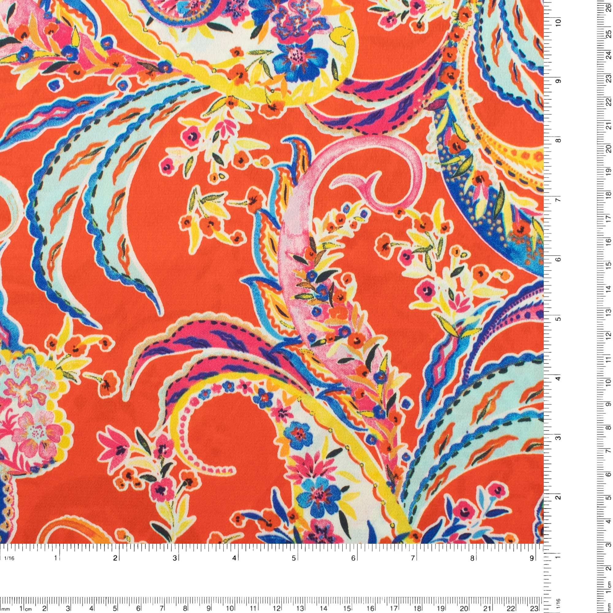 Printed Silky Polyester - BUBBLE - 002 - Tangerine - Image 3
