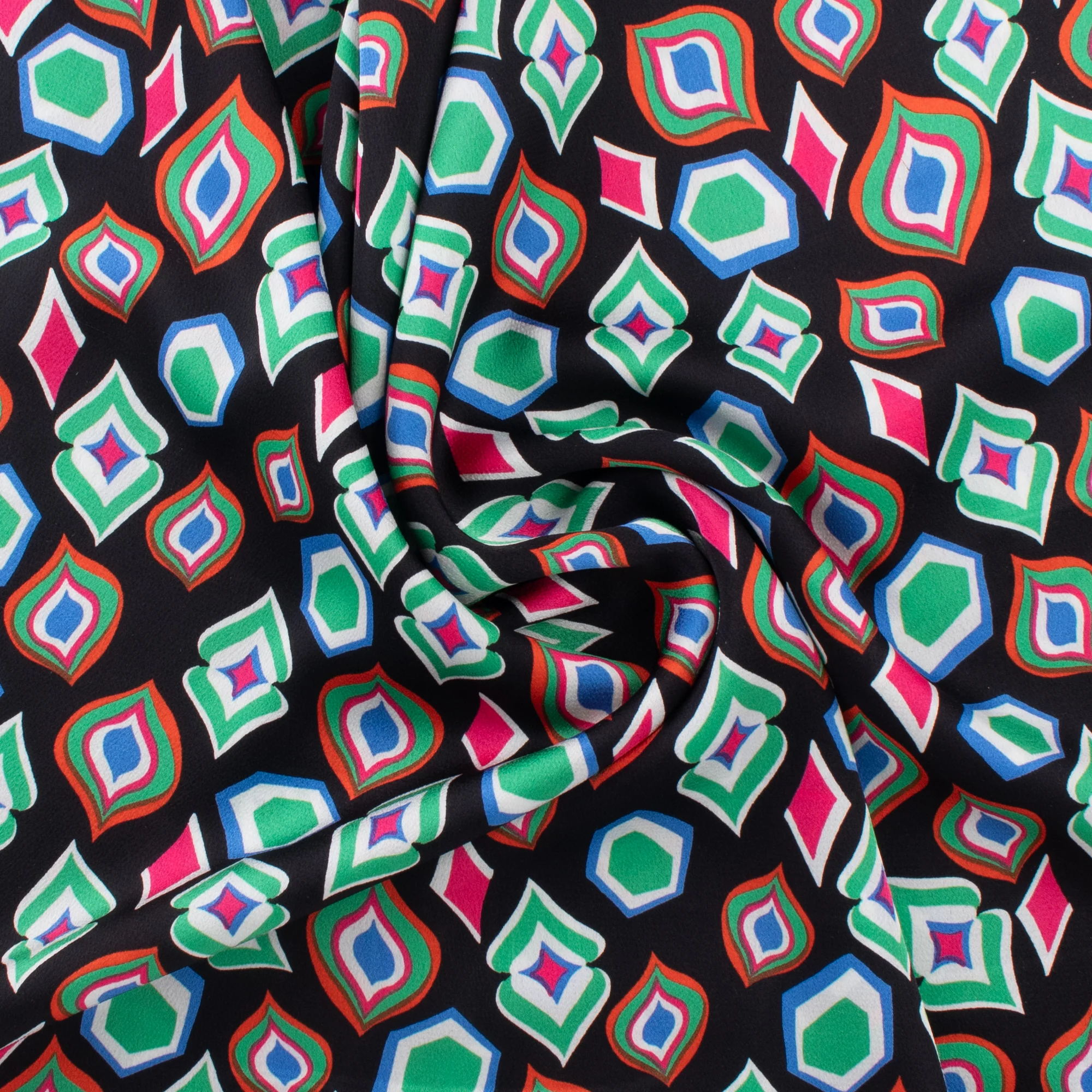 Printed Silky Polyester - BUBBLE - 008 - Black - Image 2