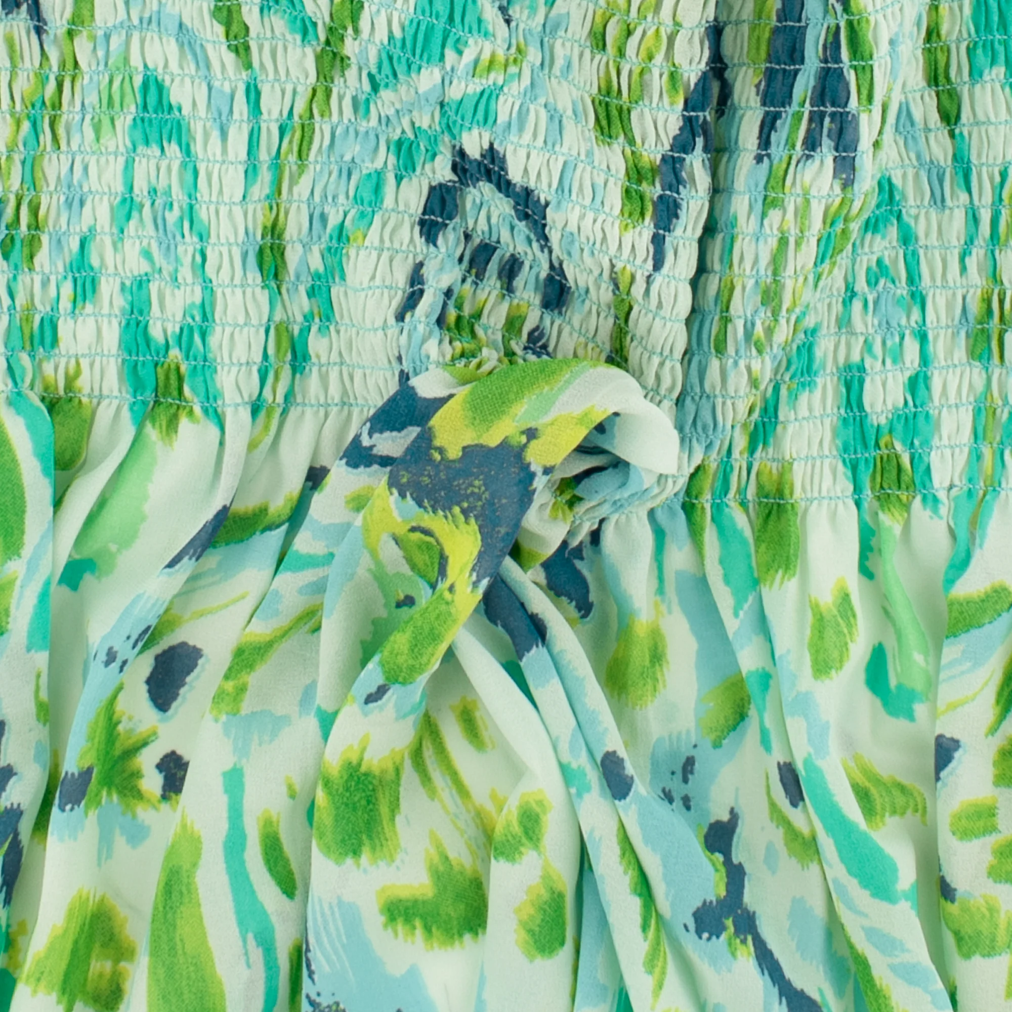 Printed Smocking Polyester - VIOLA - 006 - Aqua - Image 2