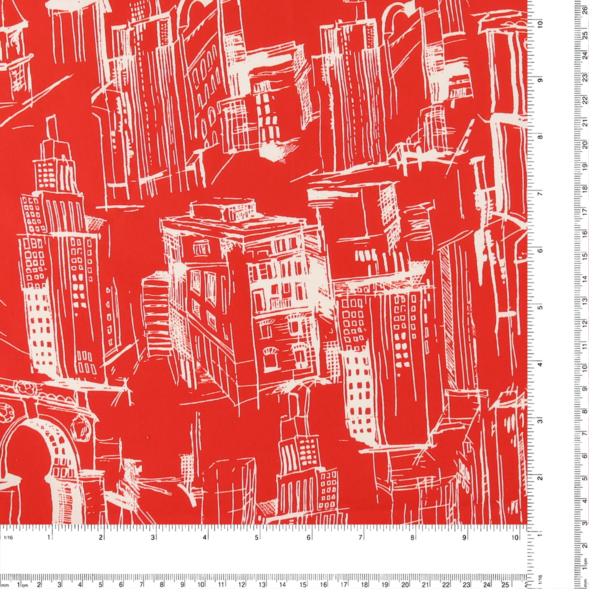 Printed Stretch Poplin - CHIT CHAT - 007 - Red - Image 3