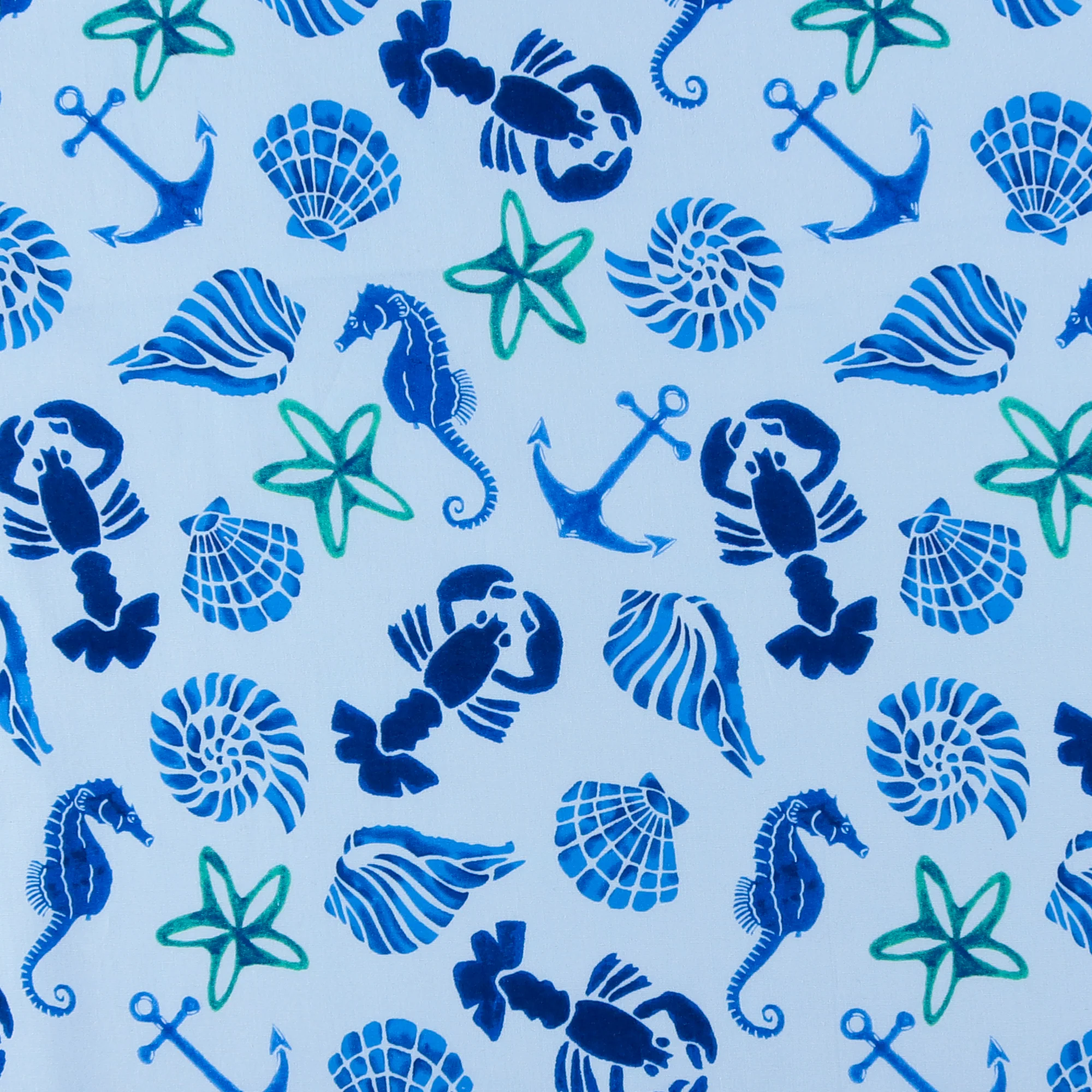 Printed Stretch Poplin - CHIT CHAT - 008 - Blue