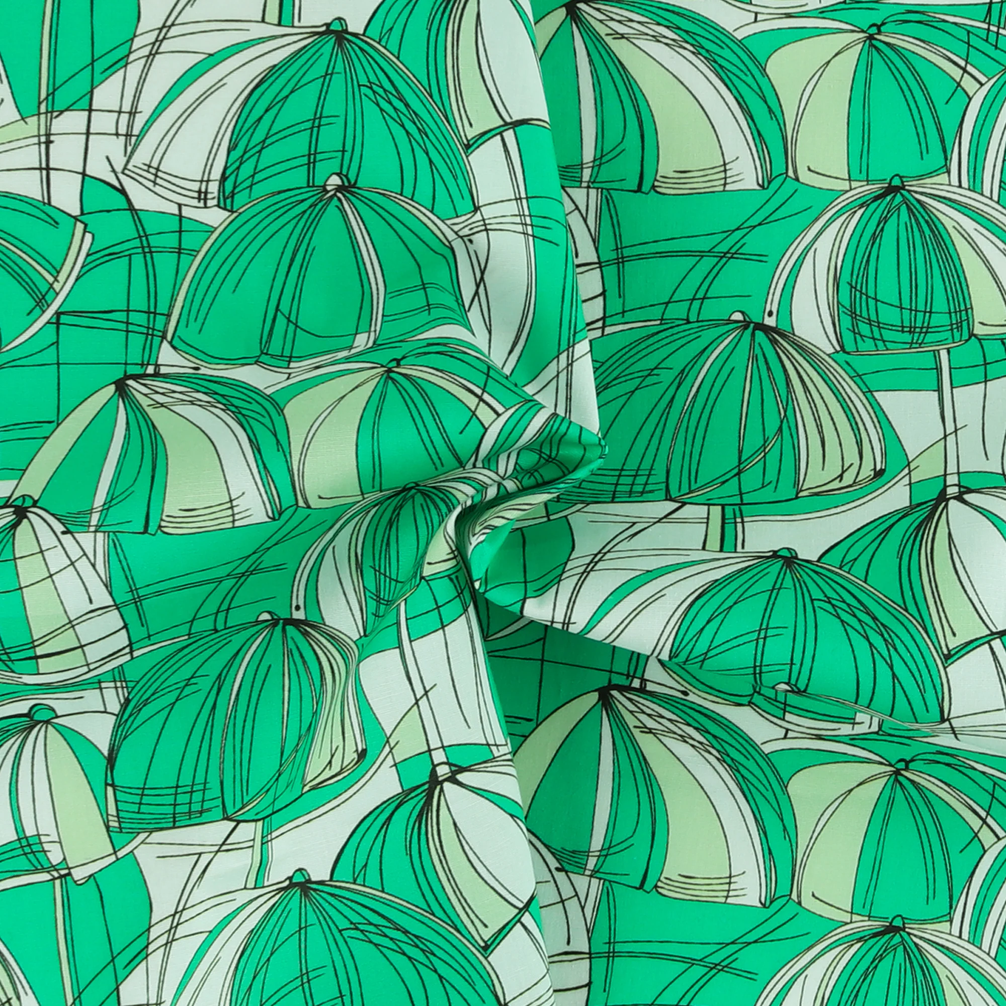 Printed Stretch Poplin - CHIT CHAT - 013 - Green - Image 2