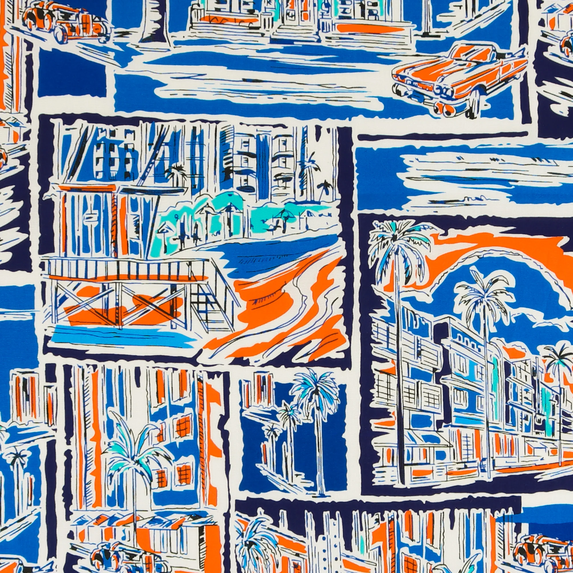 Printed Stretch Poplin - CHIT CHAT - 017 - Royal