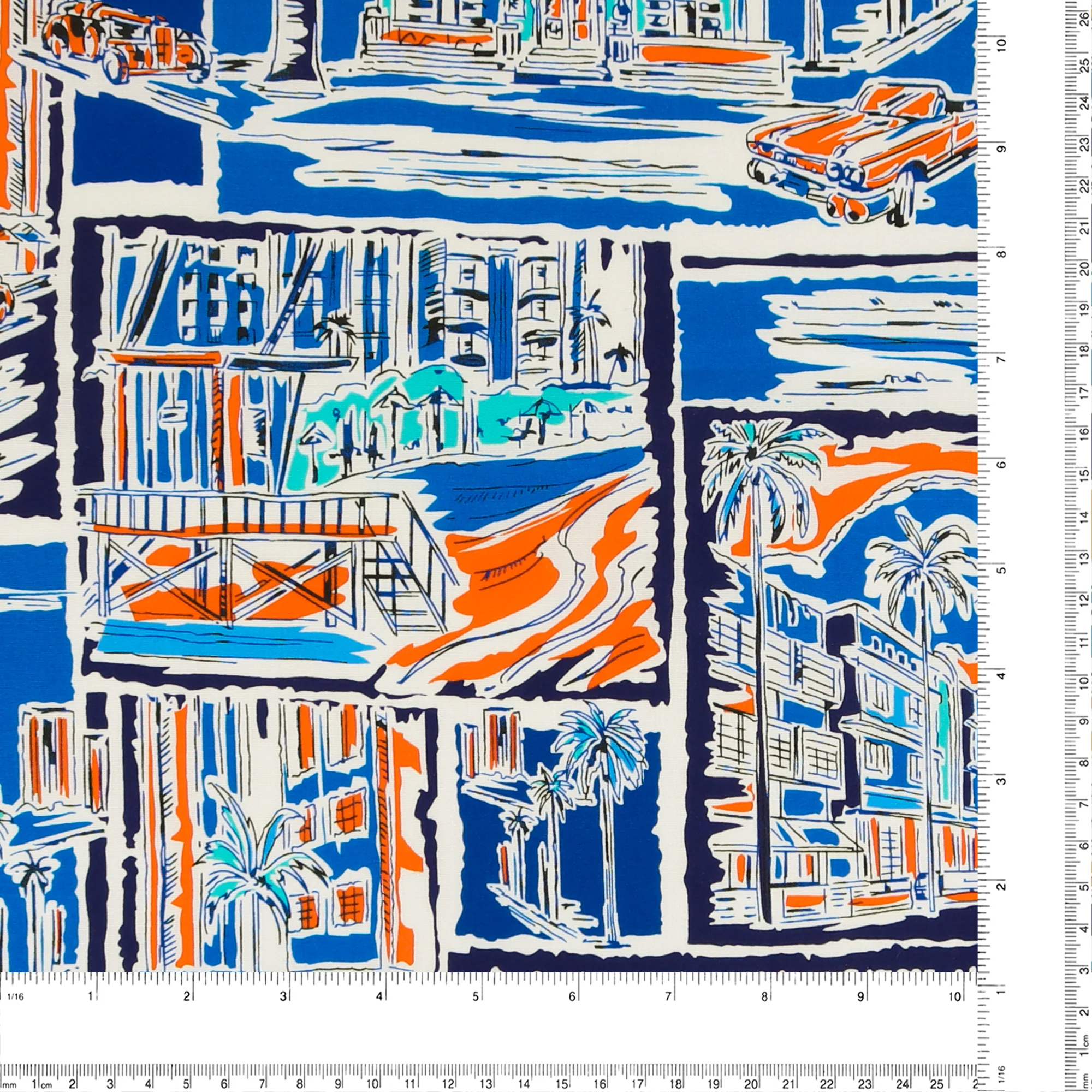 Printed Stretch Poplin - CHIT CHAT - 017 - Royal - Image 3