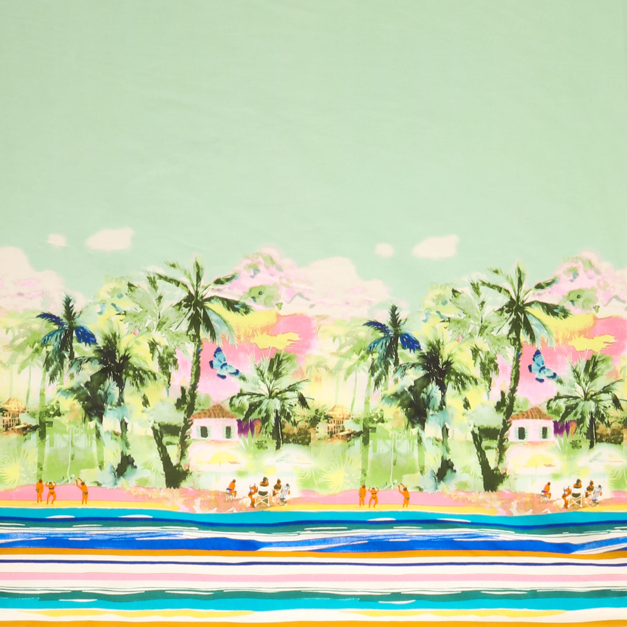 Printed Stretch Poplin - CHIT CHAT - 018 - Mint