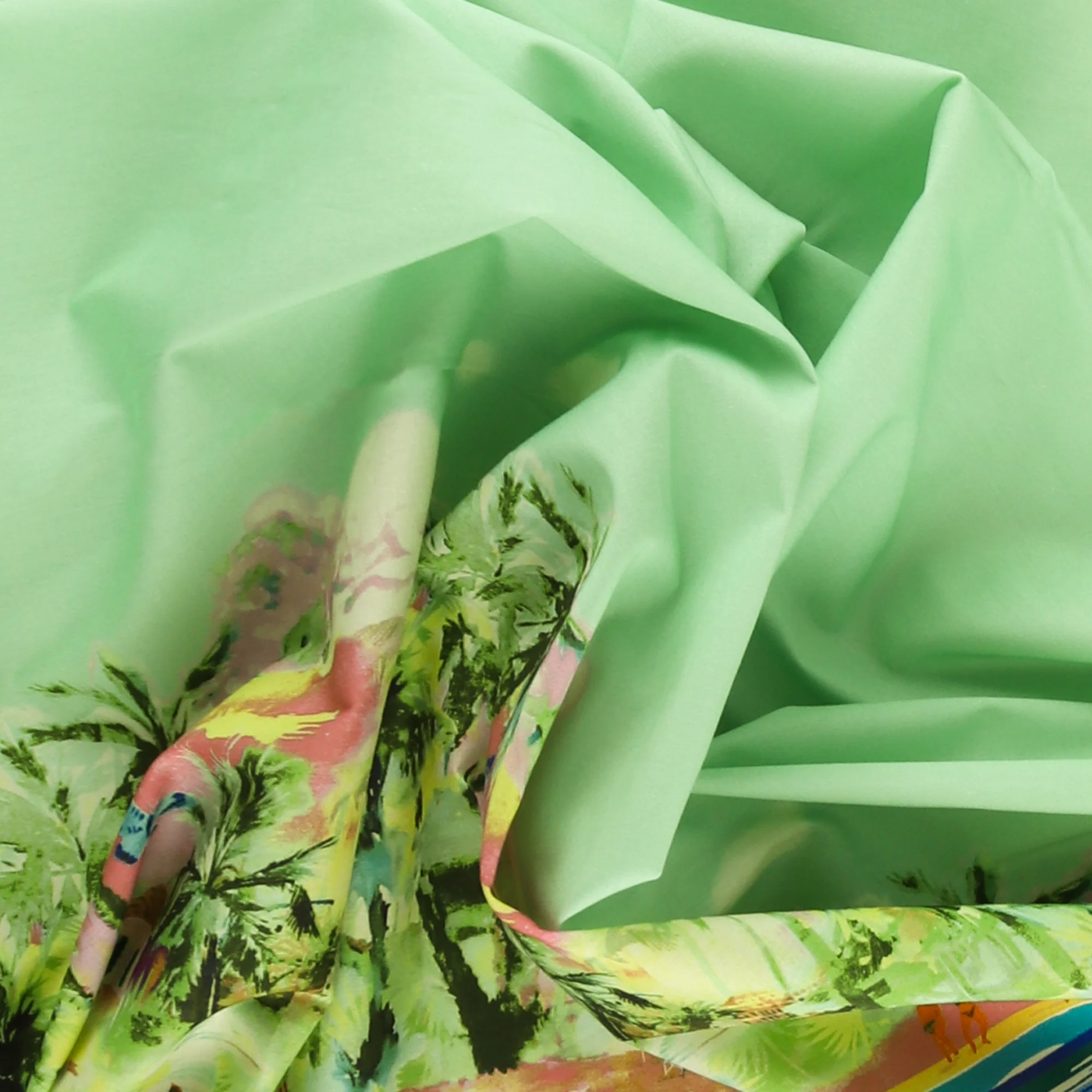 Printed Stretch Poplin - CHIT CHAT - 018 - Mint - Image 2