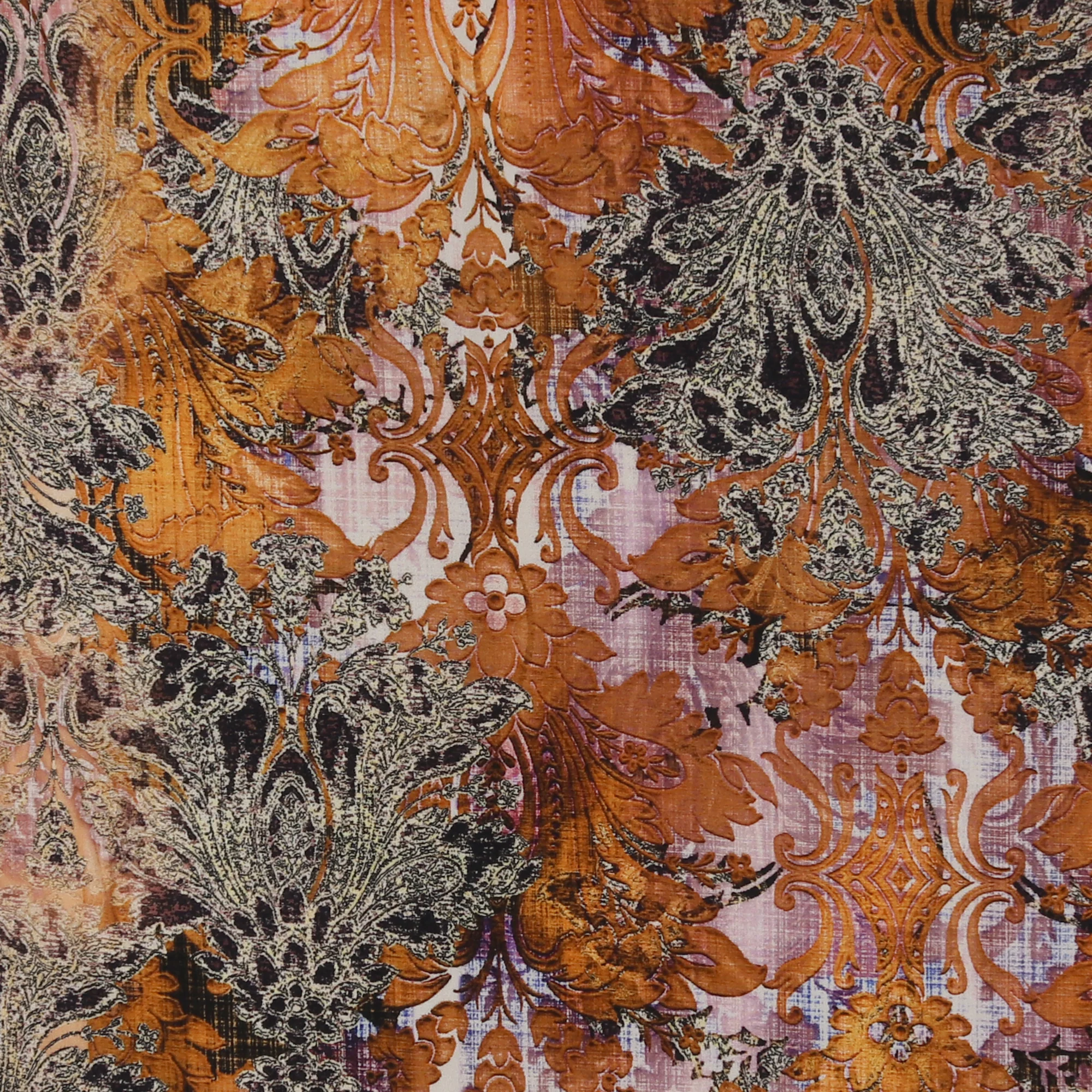 Printed Stretch Rayon Poplin - MILA - 004 - Ginger