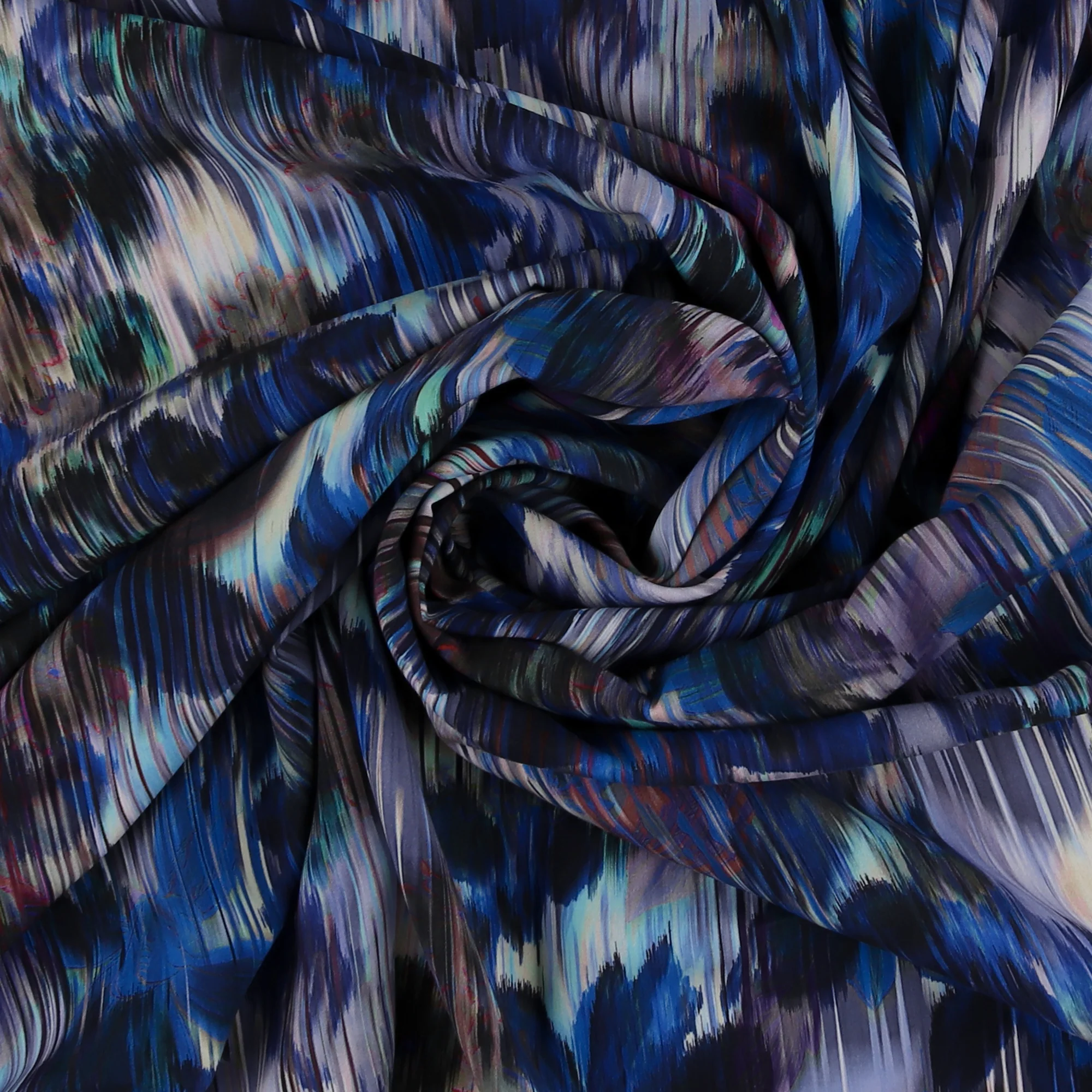 Printed Stretch Rayon Poplin - MILA - 006 - Blue - Image 2
