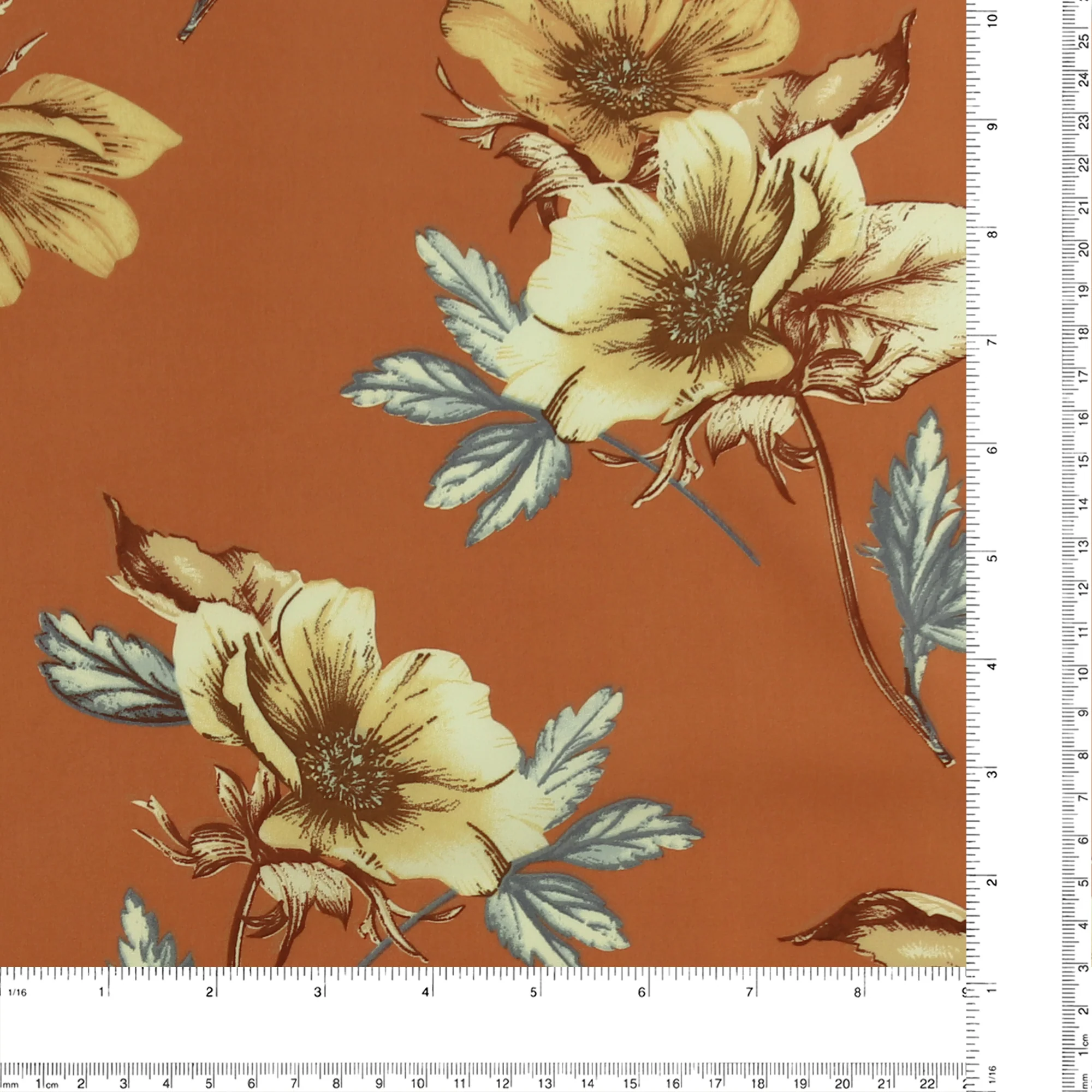 Printed Stretch Satin - LUNA - 009 - Rust - Image 3