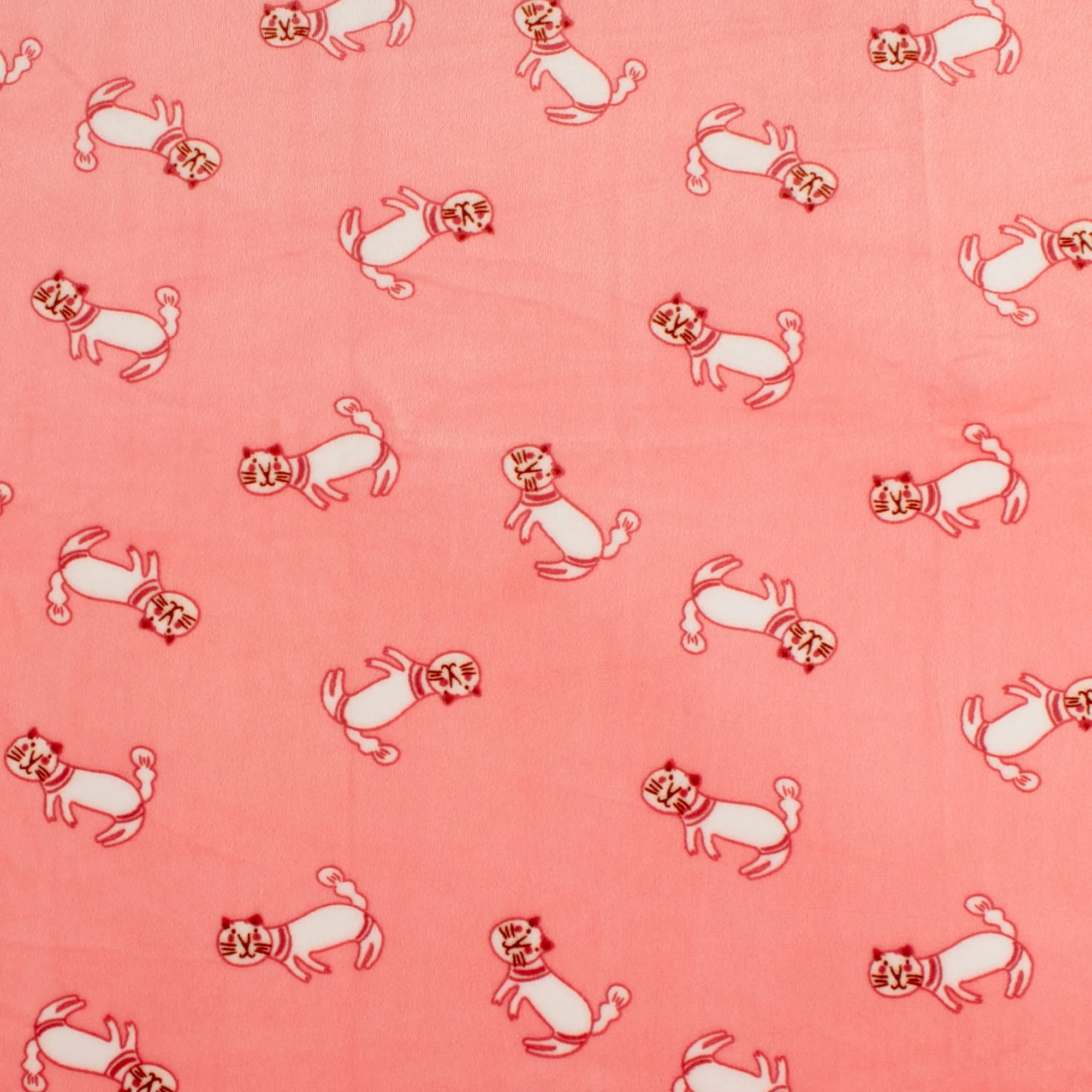 Printed Stretch Velvet Knit - COMFY - Cats - Light coral