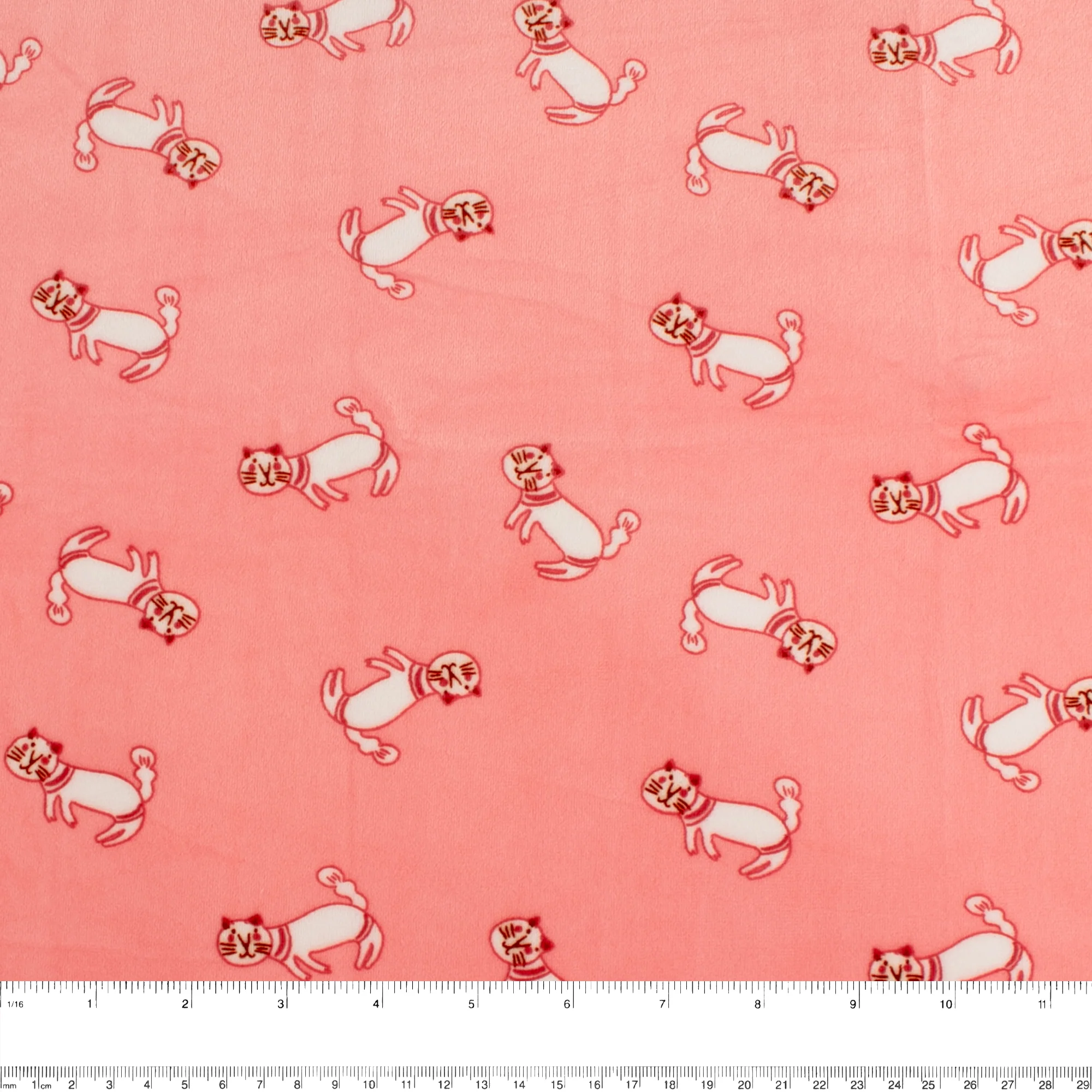 Printed Stretch Velvet Knit - COMFY - Cats - Light coral - Image 3