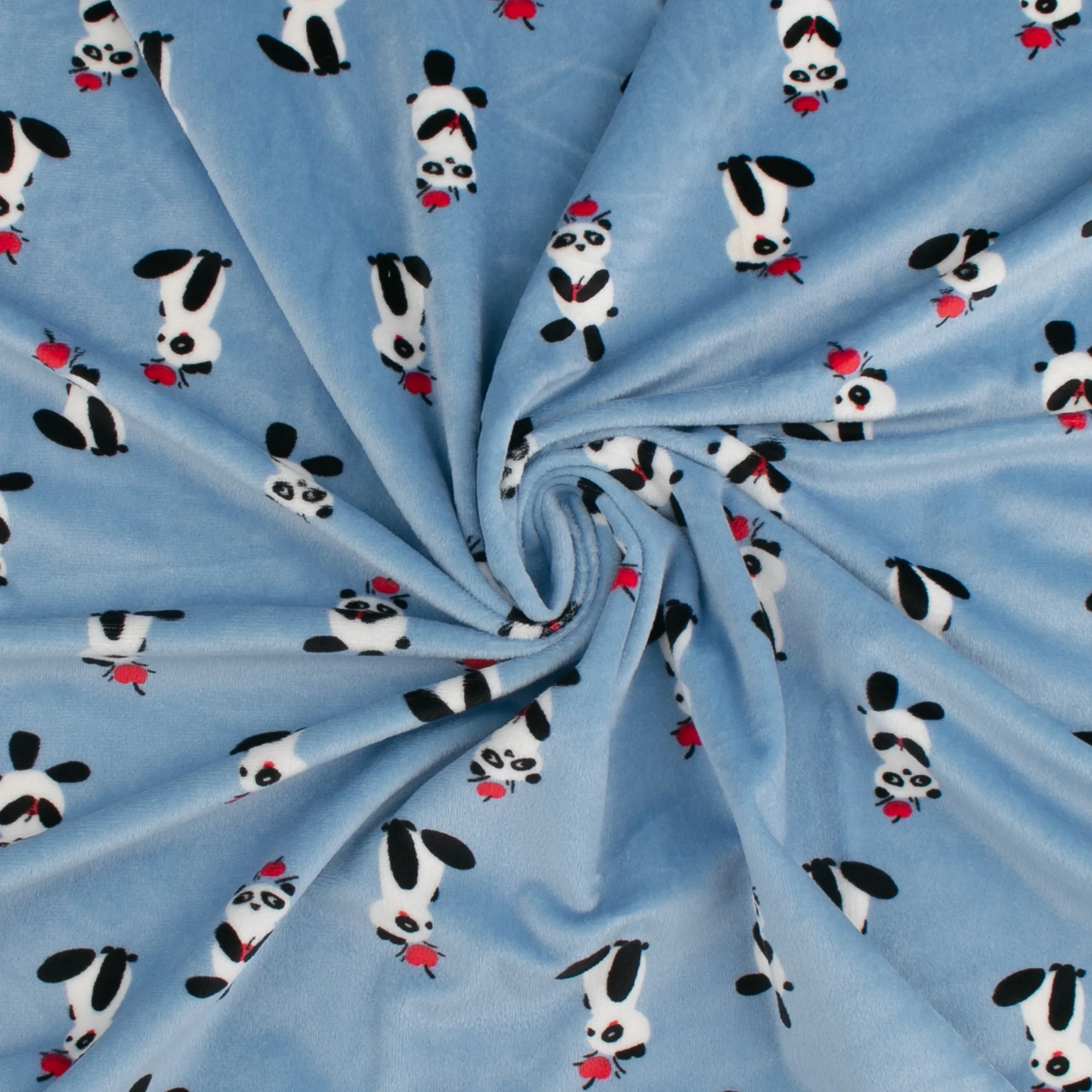 Printed Stretch Velvet Knit - COMFY - Pandas - Blue - Image 2