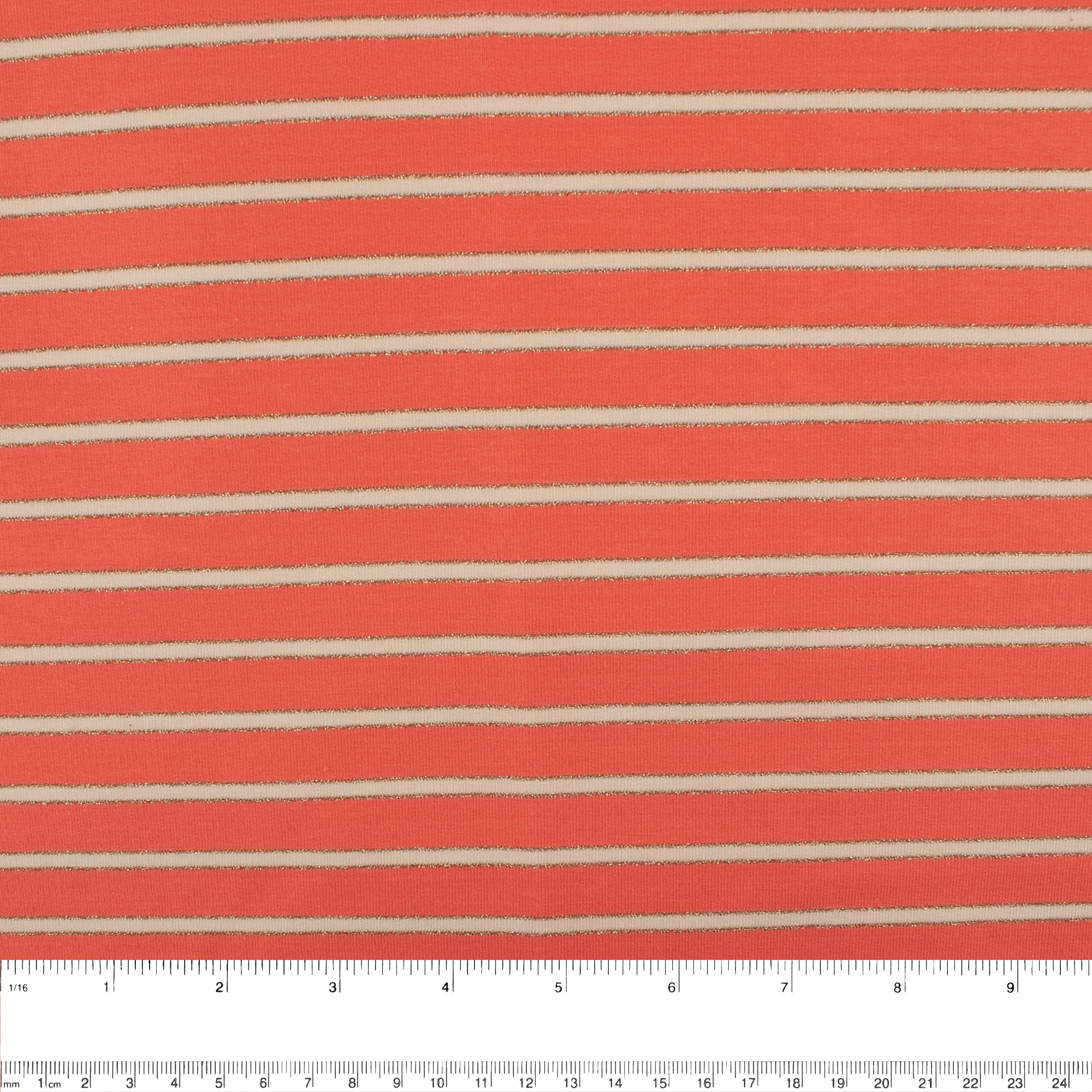 Printed Sweatshirt Fleece - FANTASMIC - Stripes - Coral - Image 3