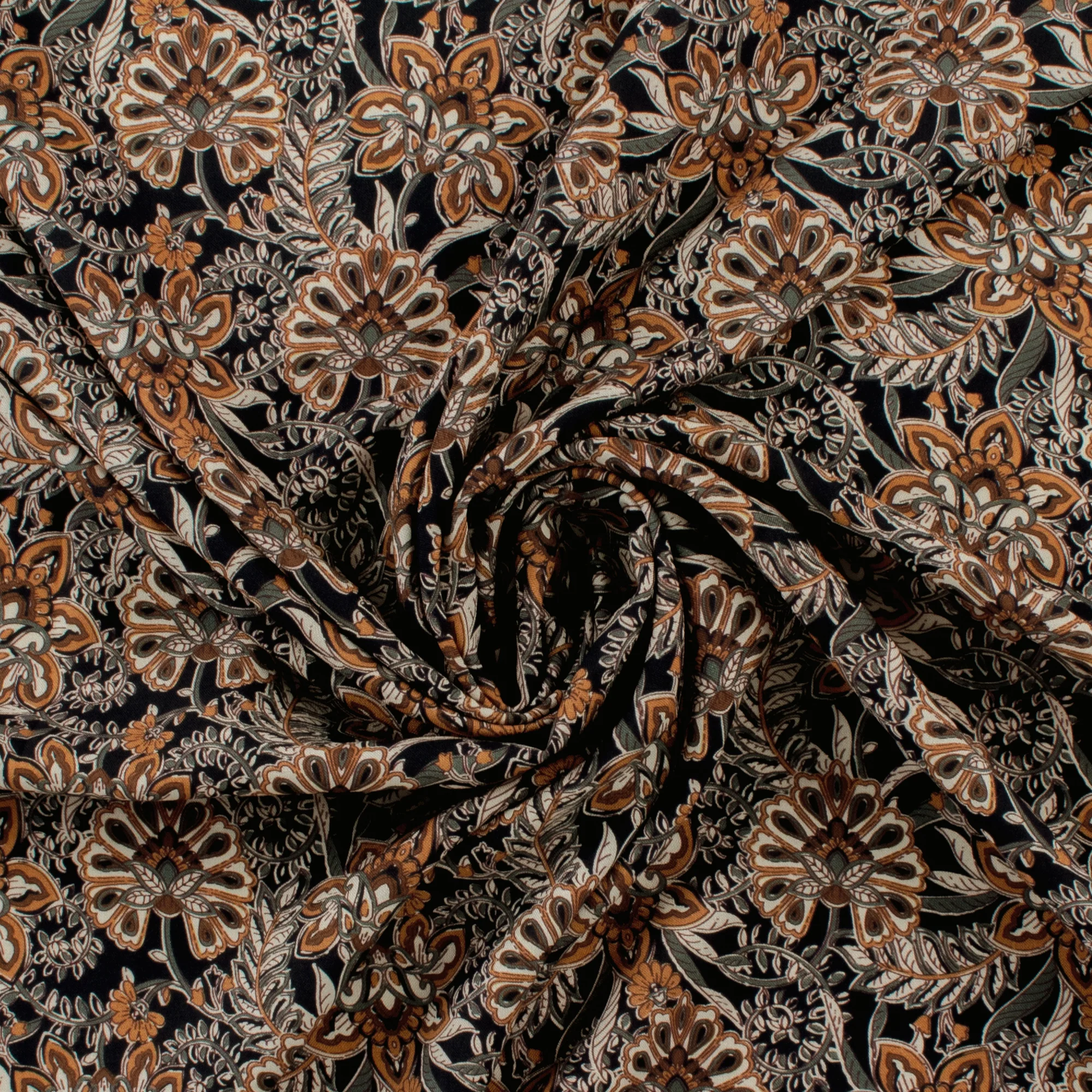 Rayon Challis Print - NORA - 011 - Black - Image 2